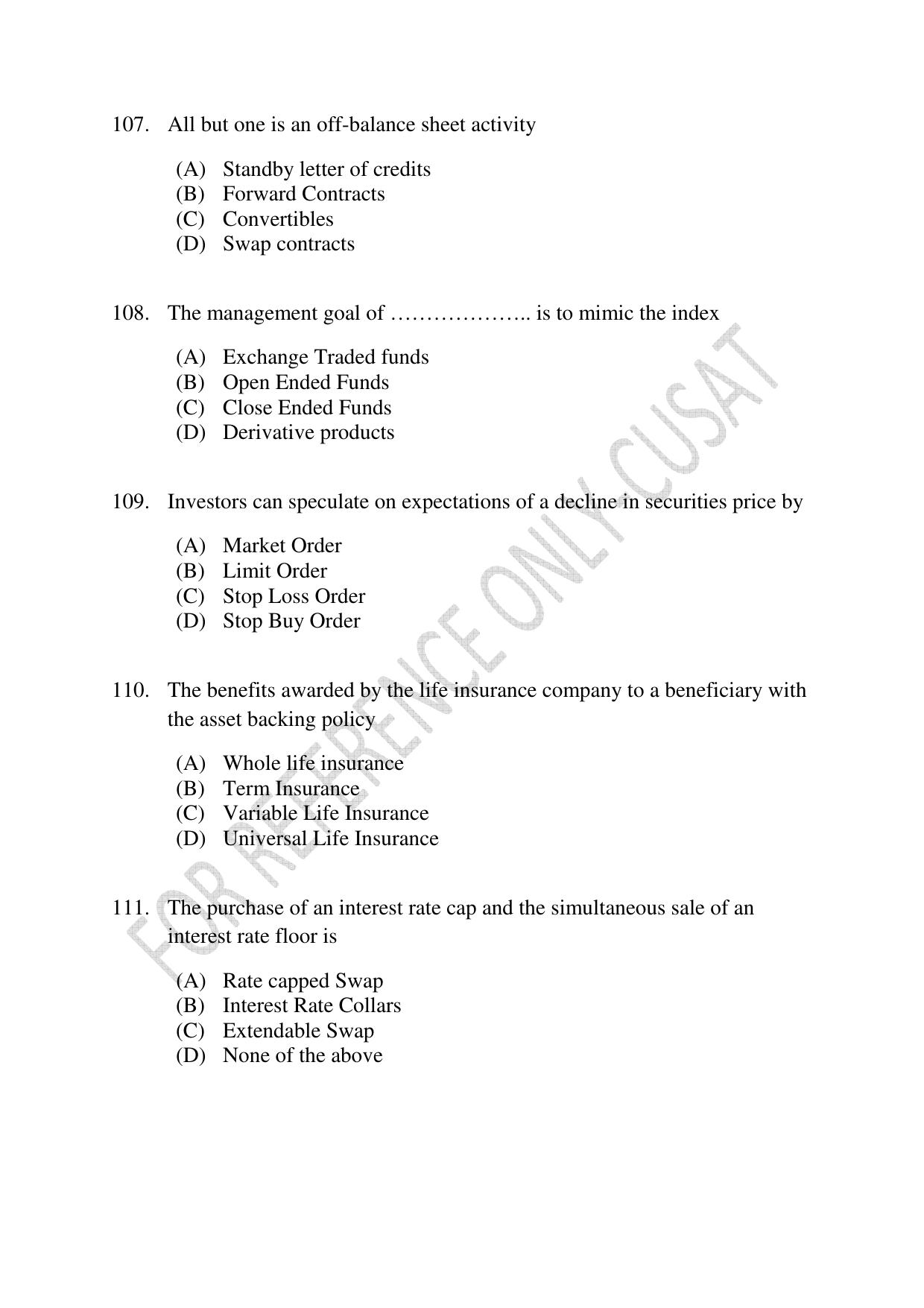 CUSAT CAT 2022 MSc in Econometrics and Financial Technology Question Paper - Page 26