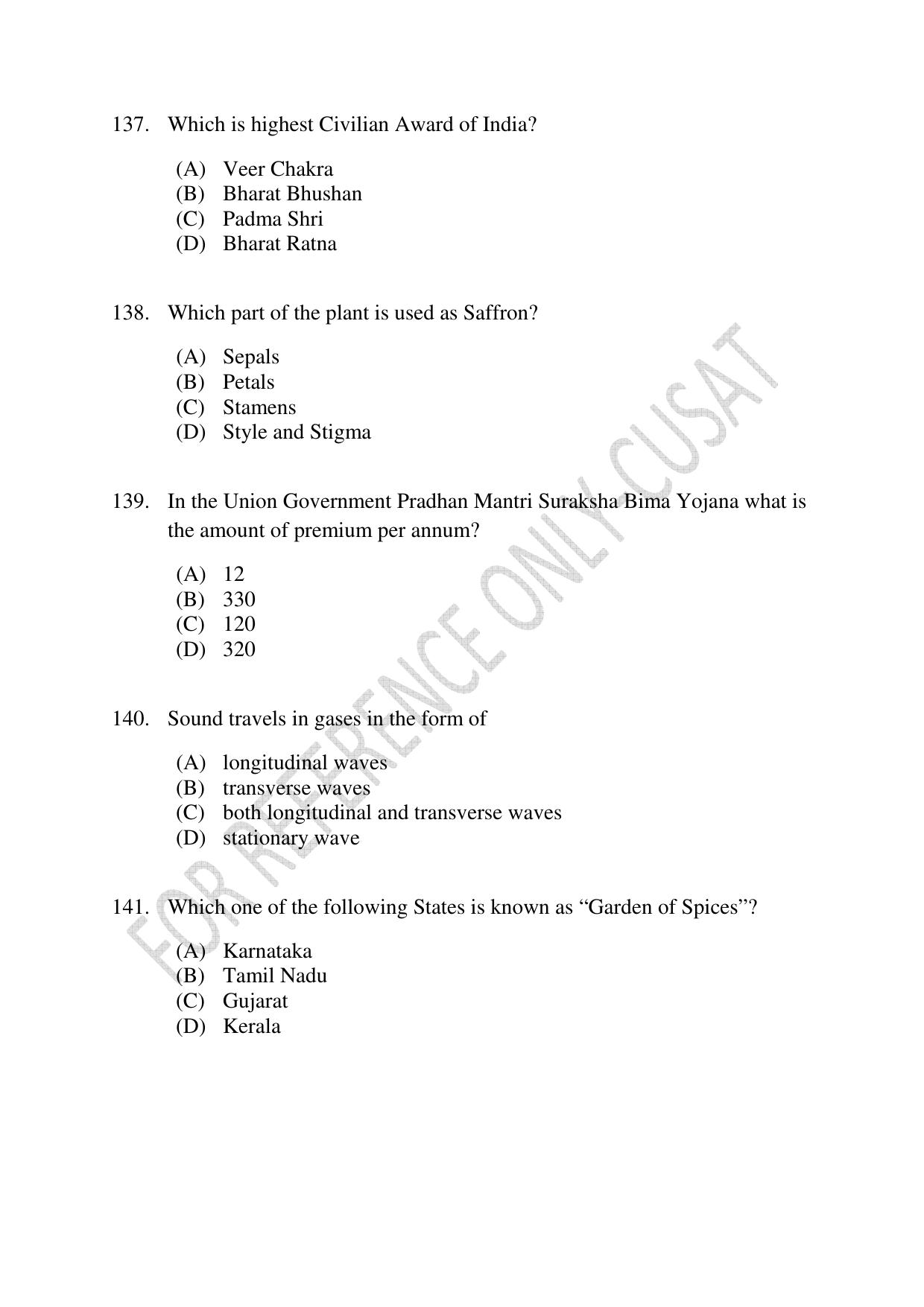 CUSAT CAT 2022 MSc in Econometrics and Financial Technology Question Paper - Page 32