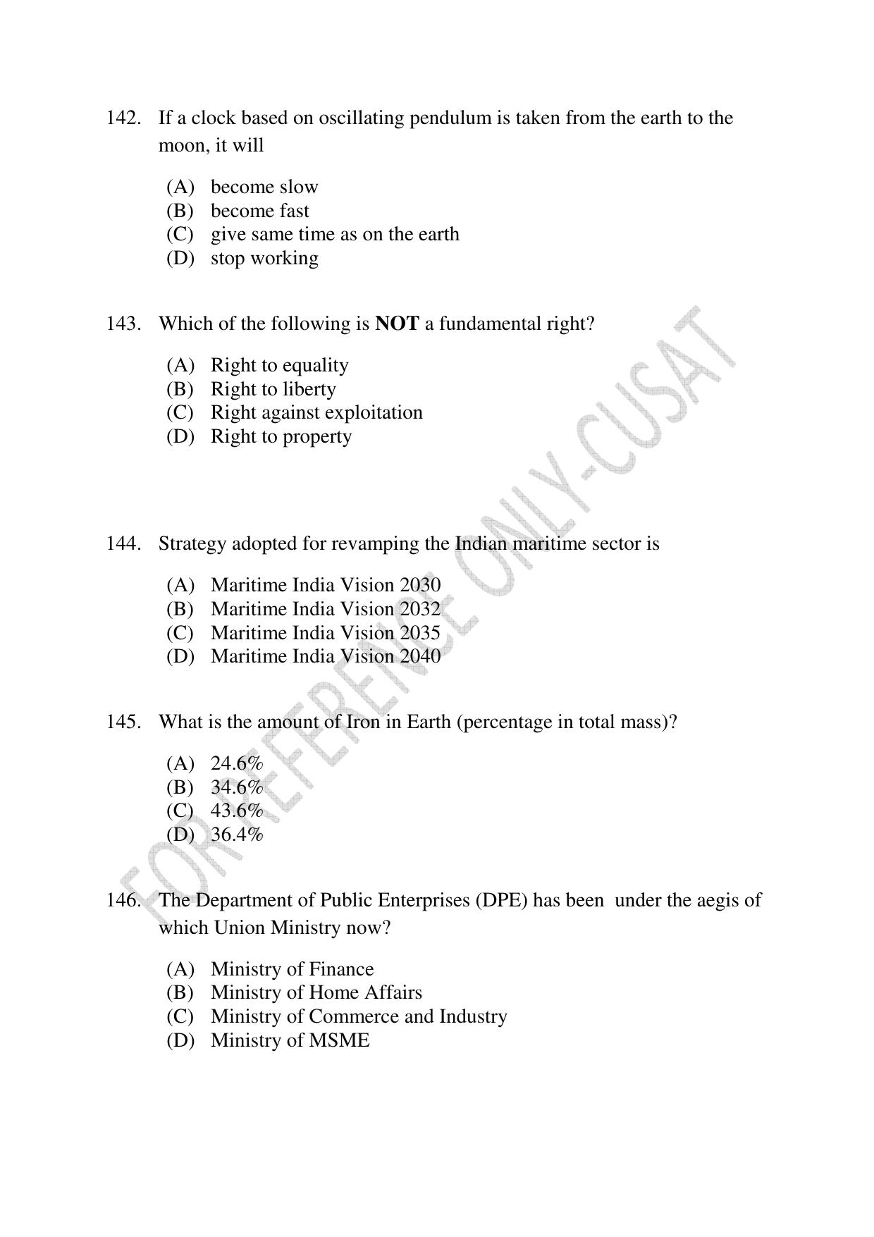 CUSAT CAT 2022 MSc in Econometrics and Financial Technology Question Paper - Page 33