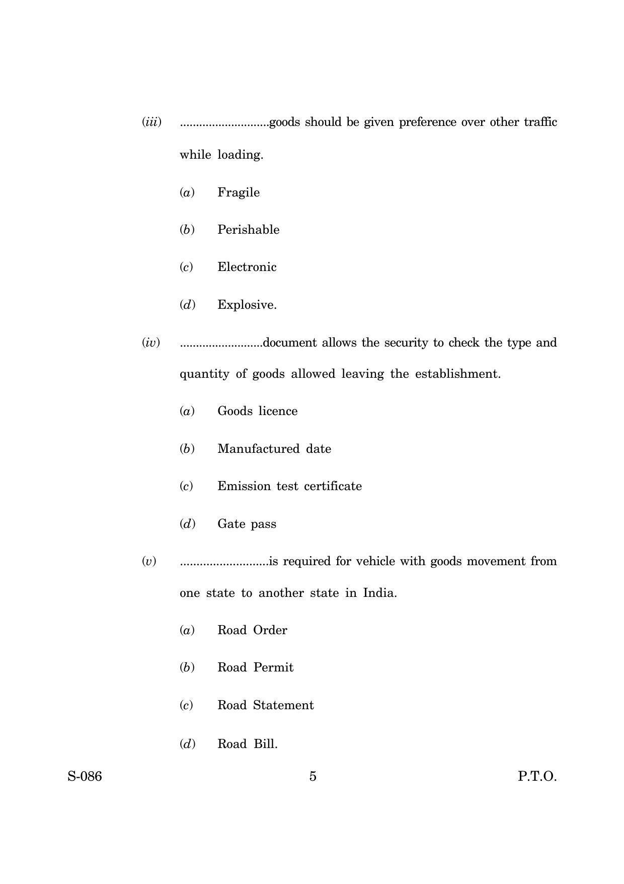 Goa Board Class 10 Logistic  (March 2019) Question Paper - Page 5