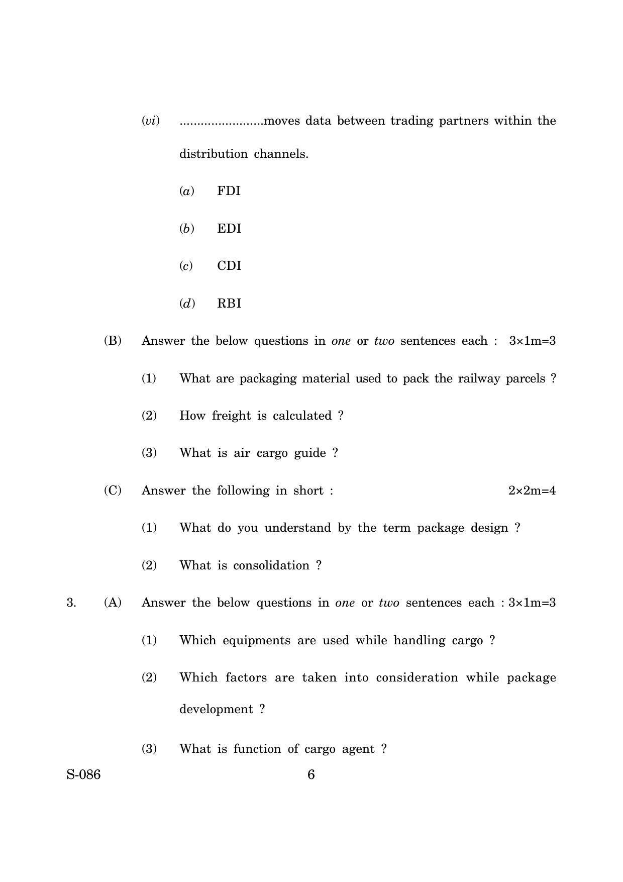 Goa Board Class 10 Logistic  (March 2019) Question Paper - Page 6