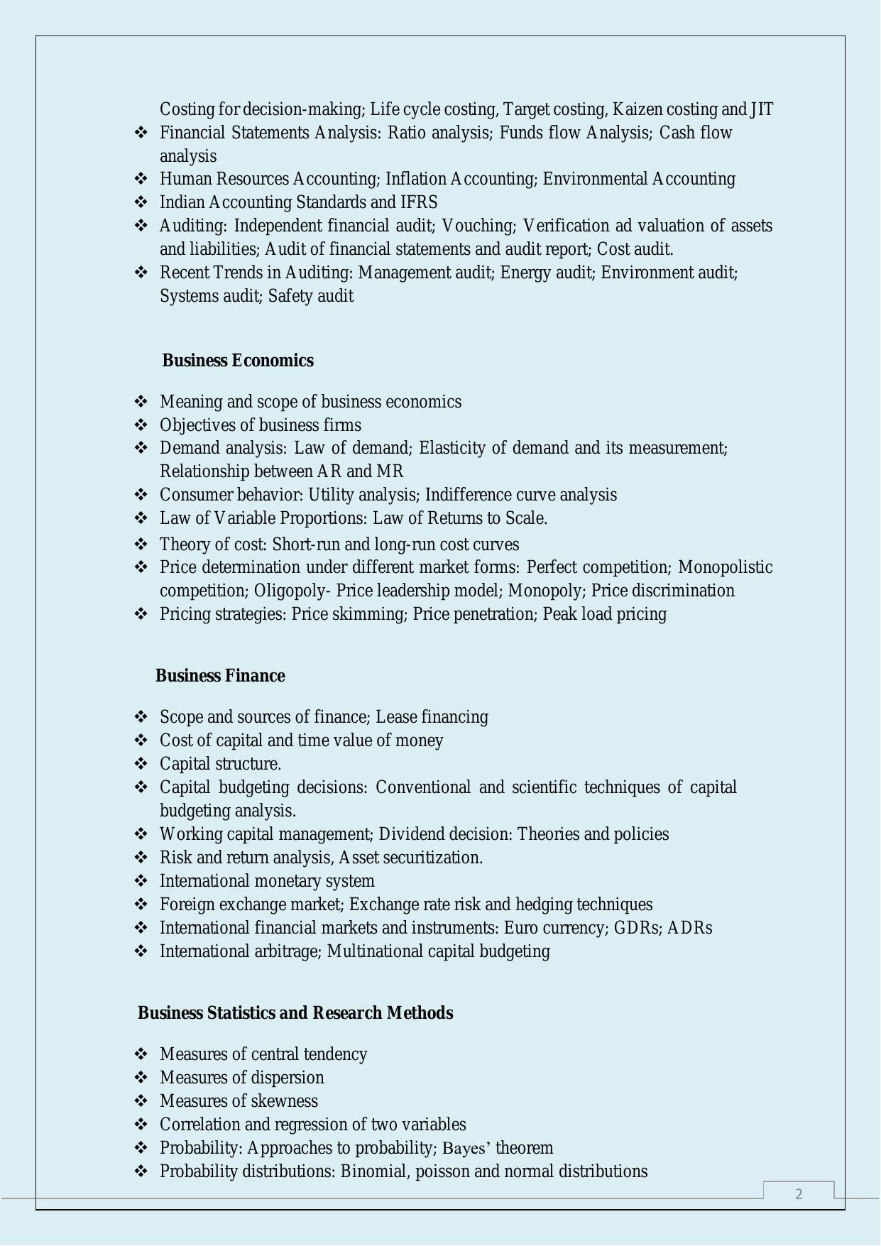 NTA PhD Entrance Exam Commerce/Management/Financial Studies Syllabus - Page 2