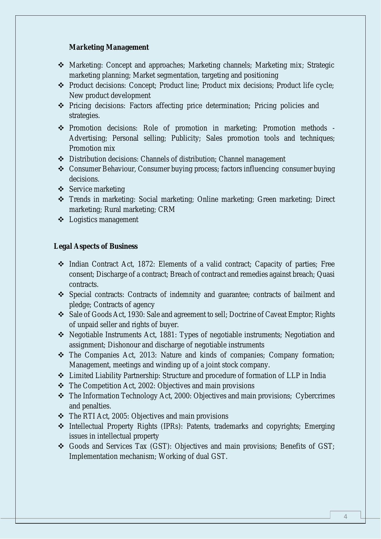 NTA PhD Entrance Exam Commerce/Management/Financial Studies Syllabus - Page 4