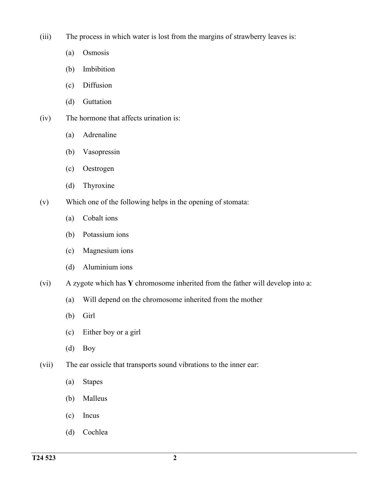 ICSE Class 10 Biology (Science Paper - 3) 2024 Question Paper - Page 2