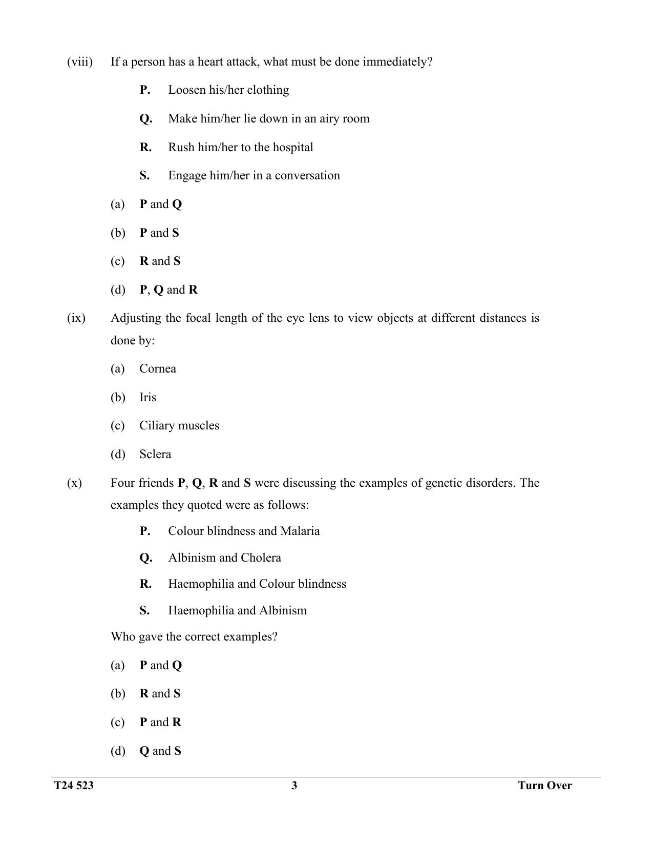 ICSE Class 10 Biology (Science Paper - 3) 2024 Question Paper - Page 3