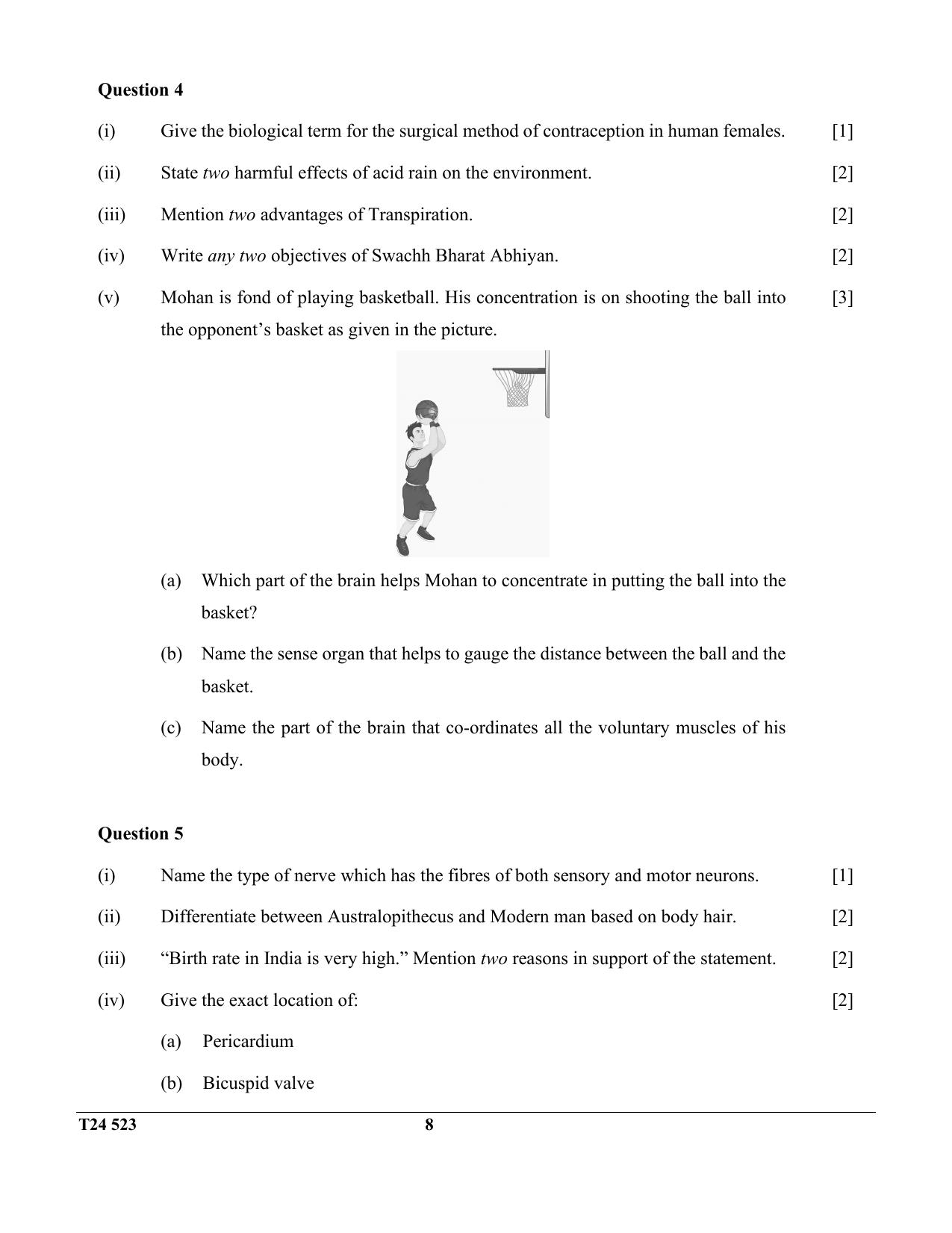 ICSE Class 10 Biology (Science Paper - 3) 2024 Question Paper - Page 8