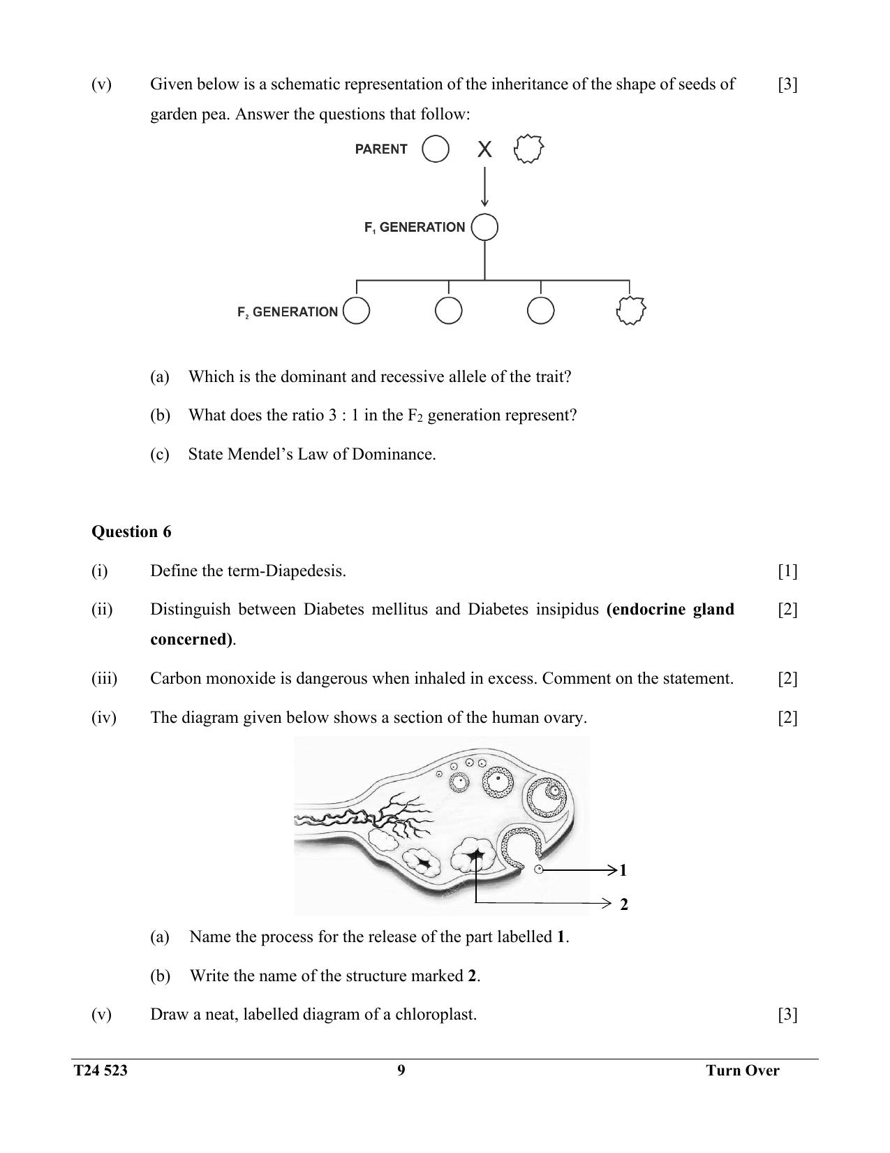 ICSE Class 10 Biology (Science Paper - 3) 2024 Question Paper - Page 9