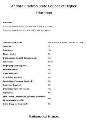 AP PGCET 2021 Mathematical Sciences Question Paper with Answer Key