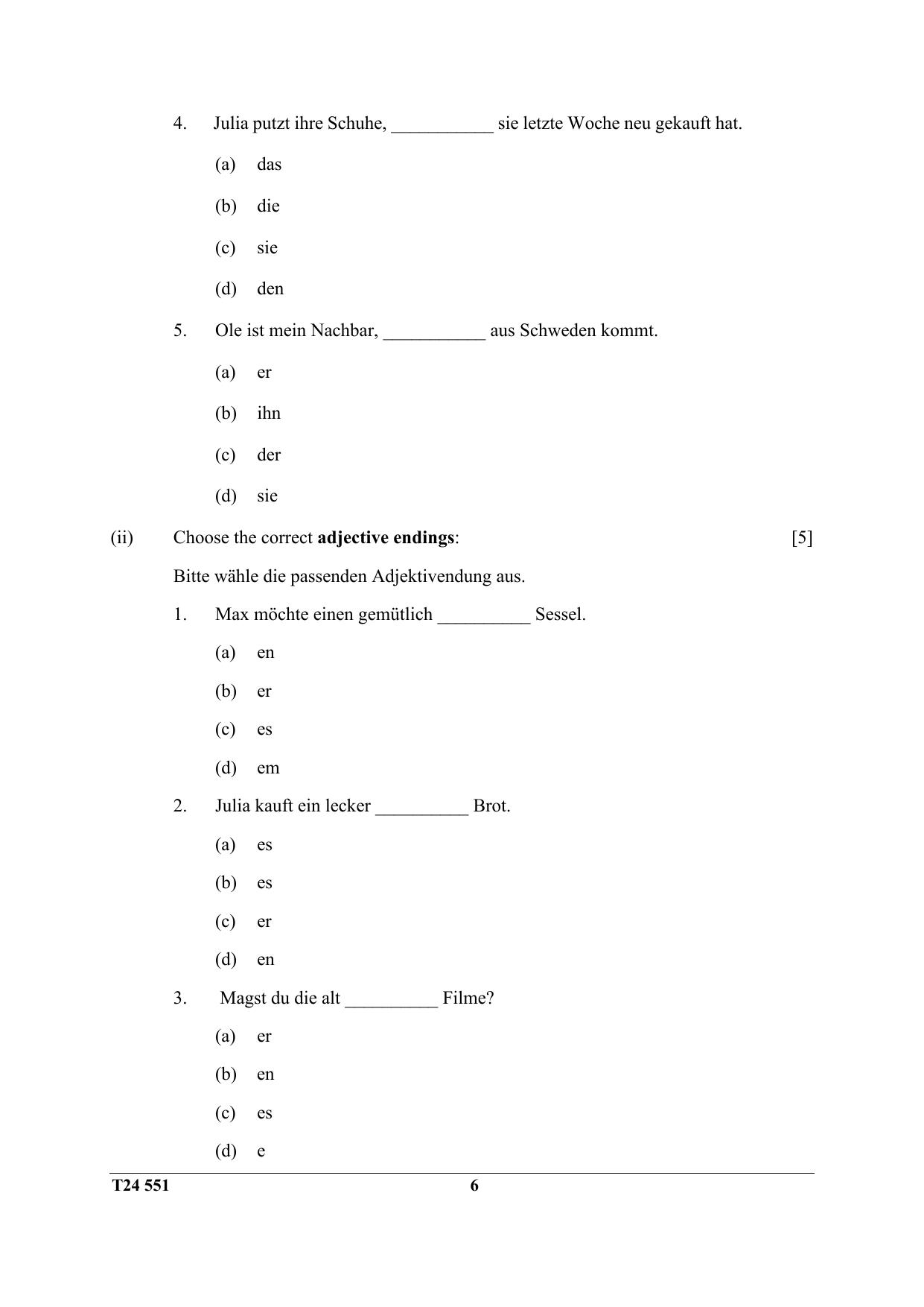 ICSE Class 10 German 2024 Question Paper - Page 6