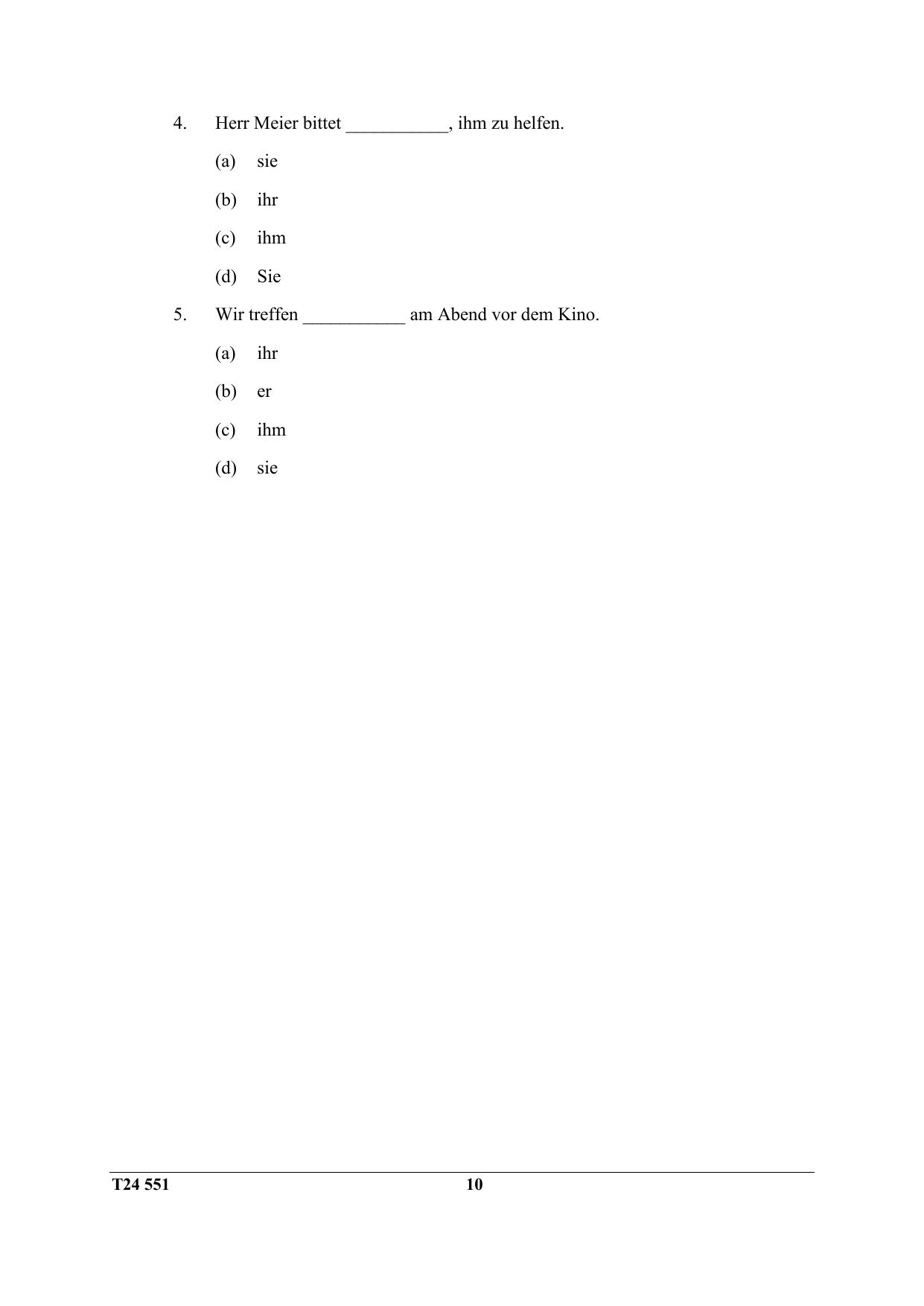 ICSE Class 10 German 2024 Question Paper - Page 10