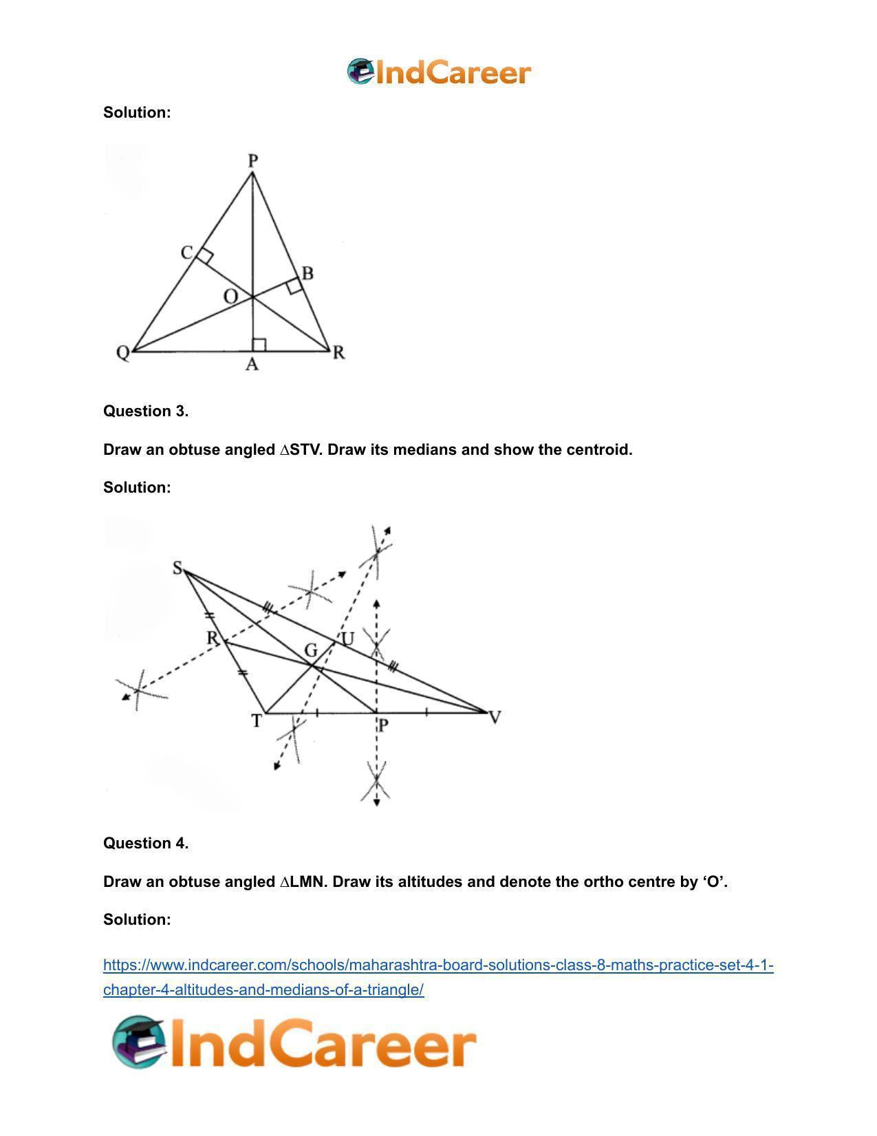 Maharashtra Board Solutions Class 8-Maths (Practice Set 4.1): Chapter 4- Altitudes and Medians of a Triangle - Page 3