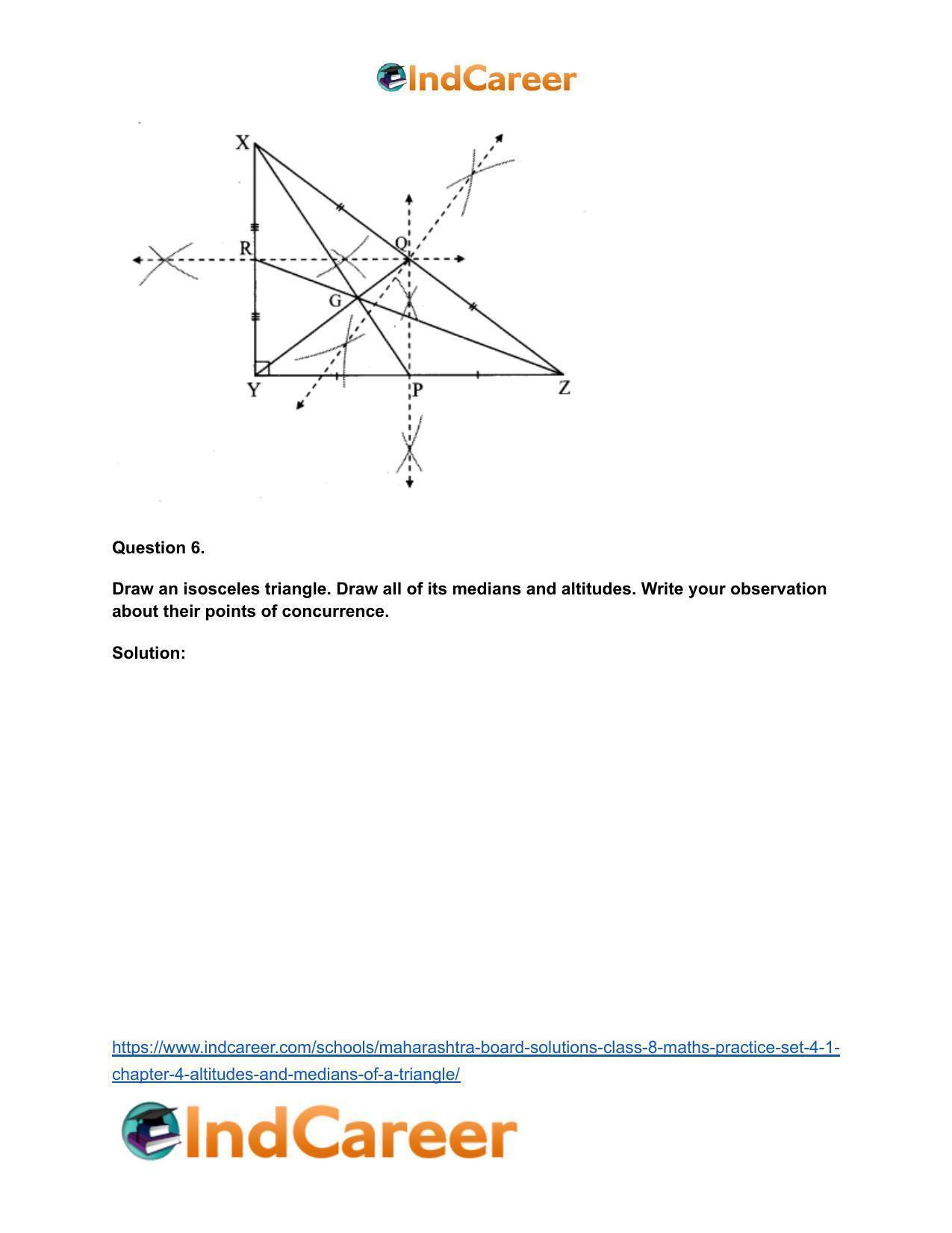 Maharashtra Board Solutions Class 8-Maths (Practice Set 4.1): Chapter 4- Altitudes and Medians of a Triangle - Page 5