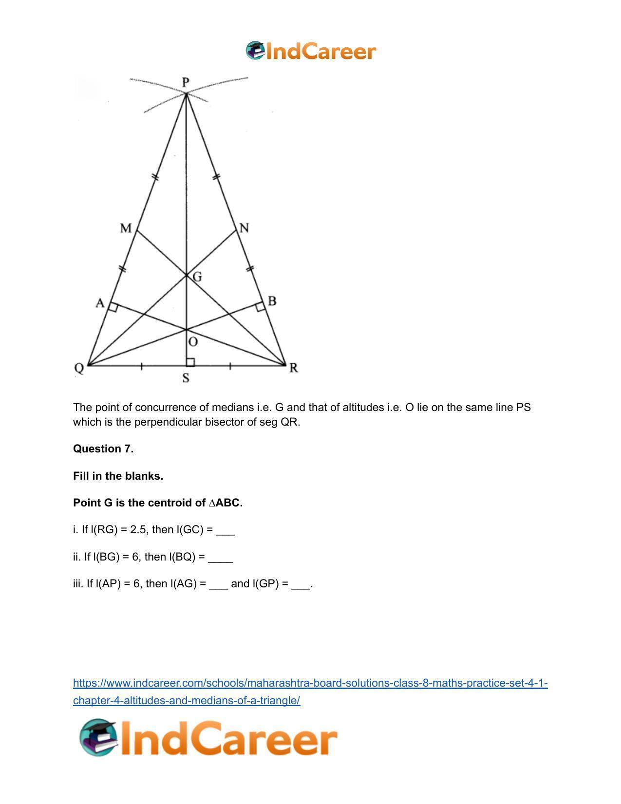 Maharashtra Board Solutions Class 8-Maths (Practice Set 4.1): Chapter 4- Altitudes and Medians of a Triangle - Page 6