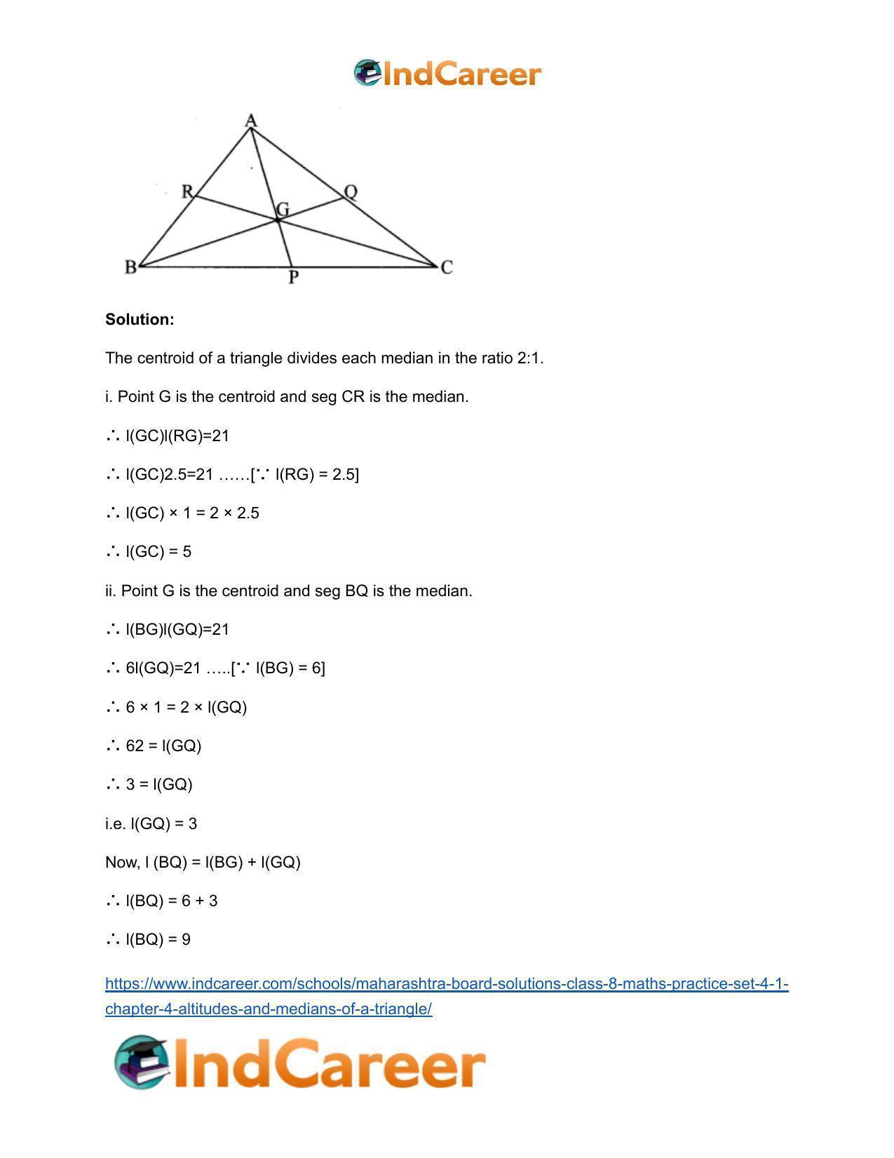 Maharashtra Board Solutions Class 8-Maths (Practice Set 4.1): Chapter 4- Altitudes and Medians of a Triangle - Page 7