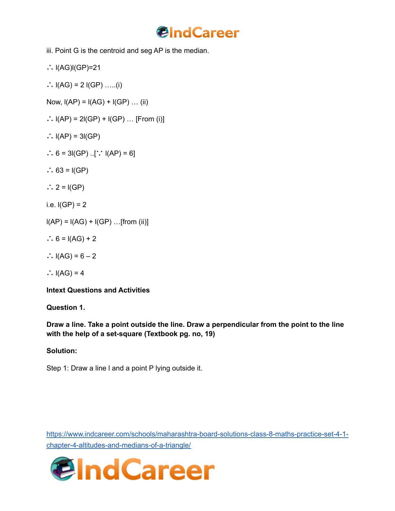 Maharashtra Board Solutions Class 8-Maths (Practice Set 4.1): Chapter 4- Altitudes and Medians of a Triangle - Page 8