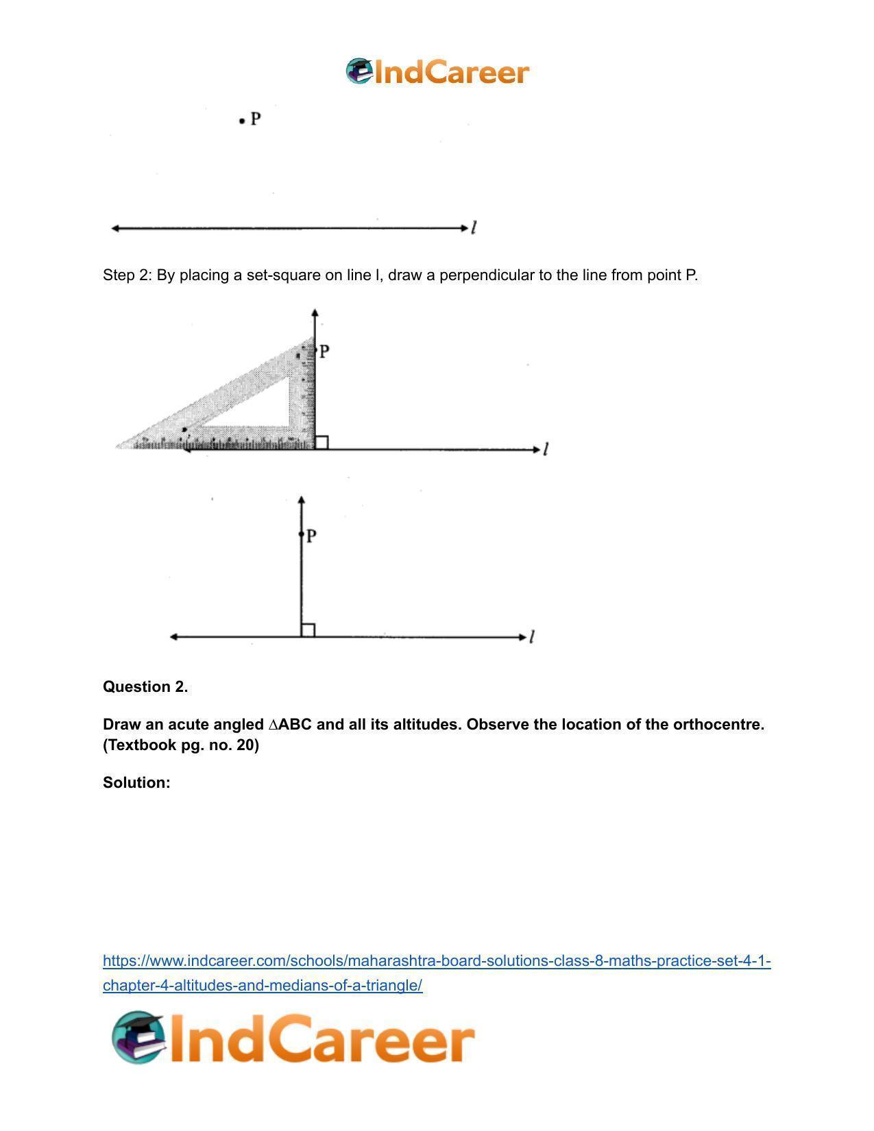 Maharashtra Board Solutions Class 8-Maths (Practice Set 4.1): Chapter 4- Altitudes and Medians of a Triangle - Page 9