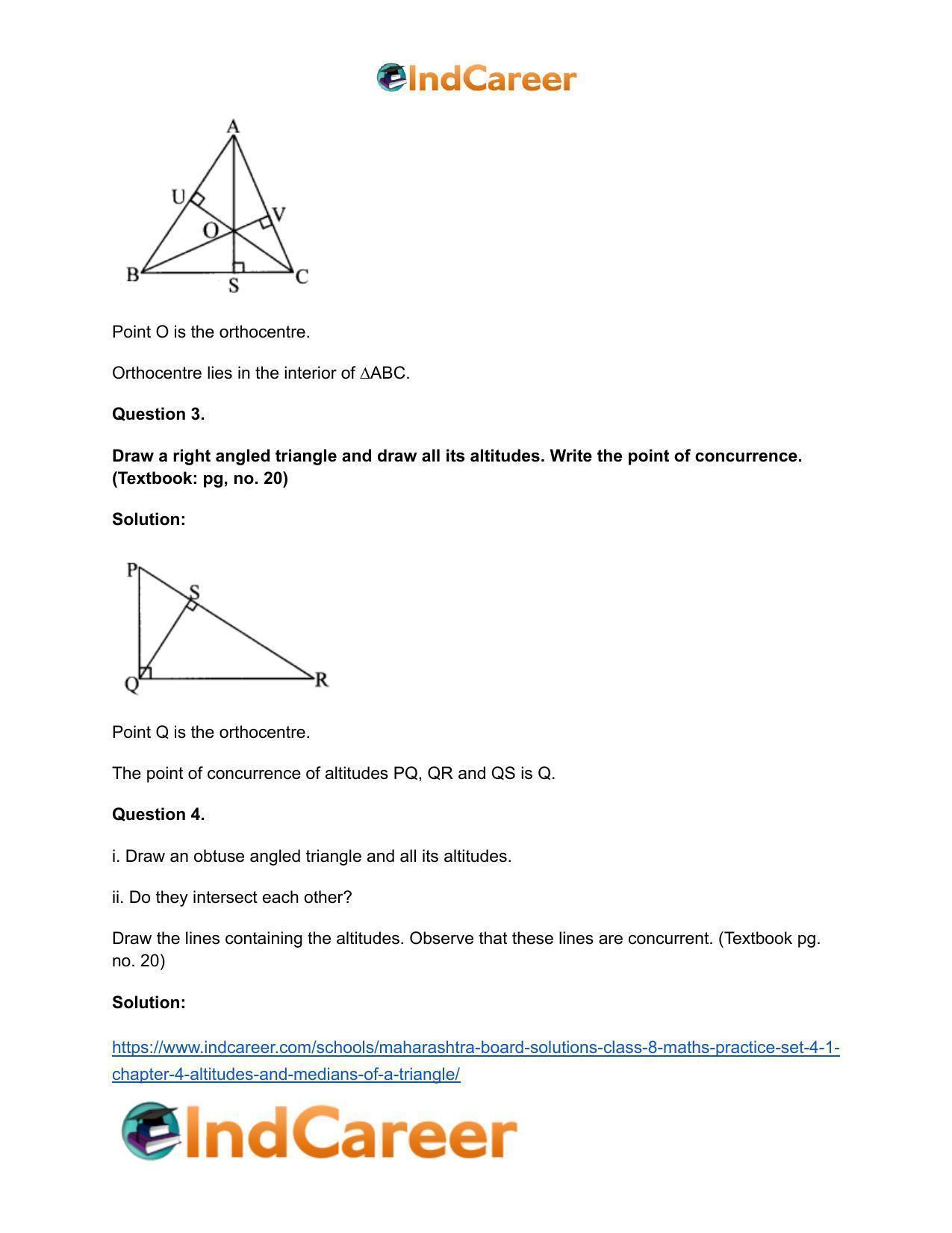 Maharashtra Board Solutions Class 8-Maths (Practice Set 4.1): Chapter 4- Altitudes and Medians of a Triangle - Page 10