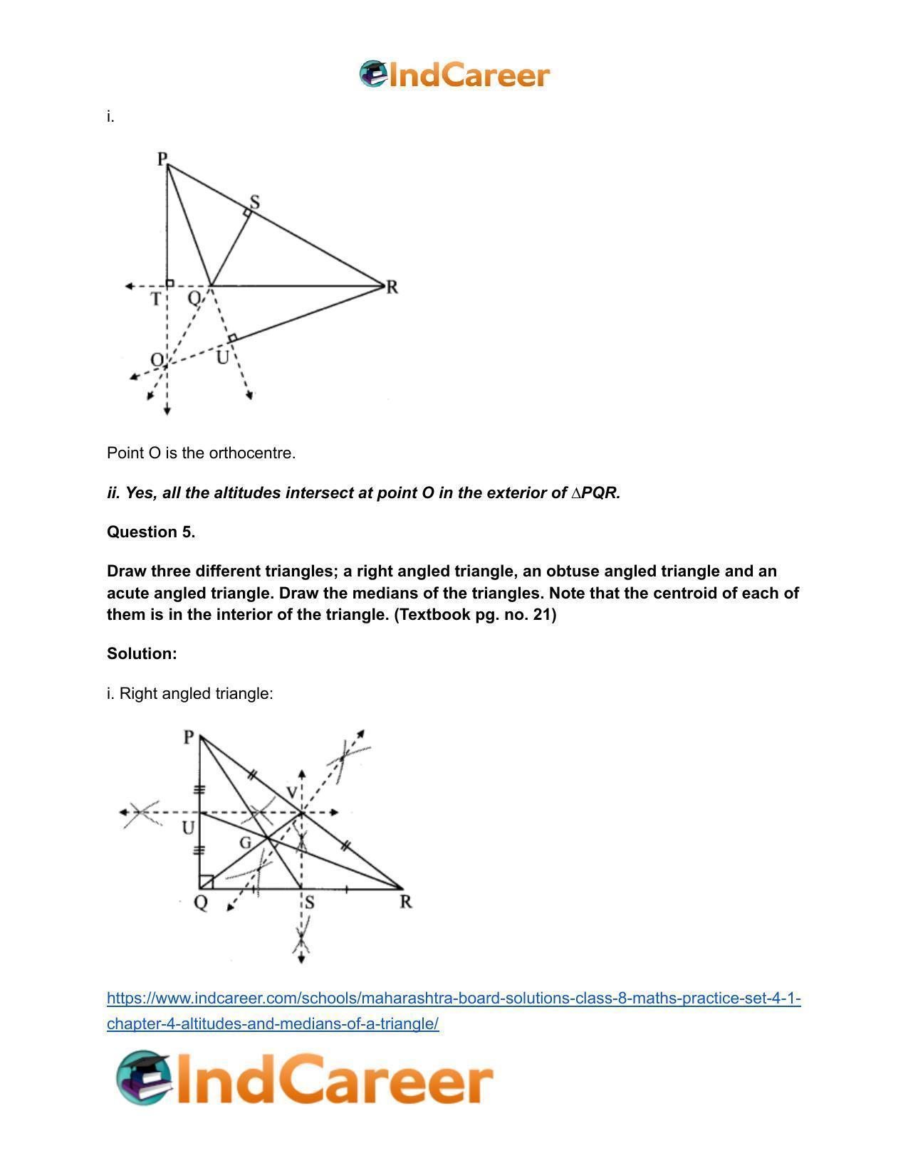 Maharashtra Board Solutions Class 8-Maths (Practice Set 4.1): Chapter 4- Altitudes and Medians of a Triangle - Page 11