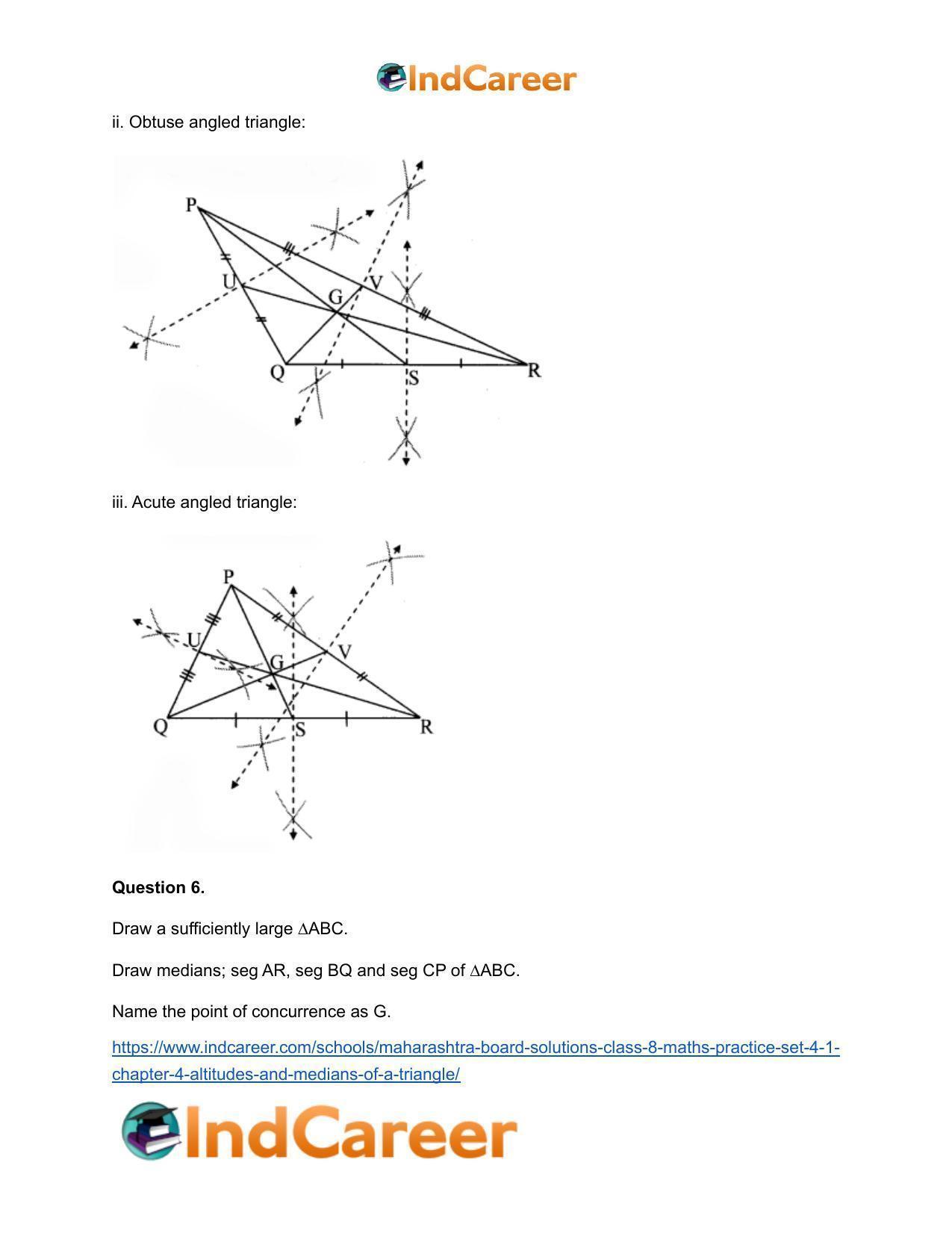 Maharashtra Board Solutions Class 8-Maths (Practice Set 4.1): Chapter 4- Altitudes and Medians of a Triangle - Page 12
