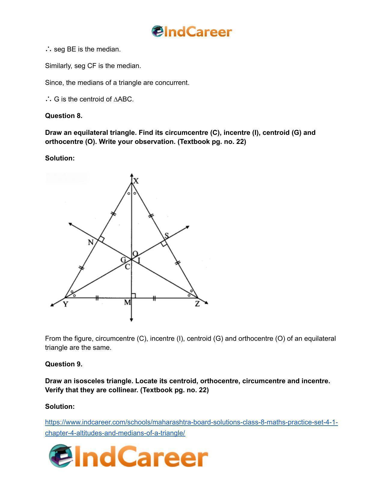 Maharashtra Board Solutions Class 8-Maths (Practice Set 4.1): Chapter 4- Altitudes and Medians of a Triangle - Page 15