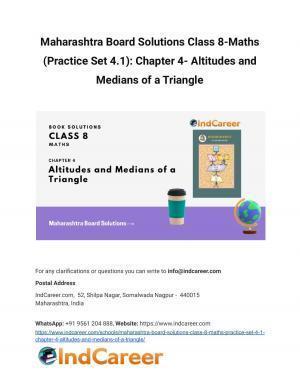 Maharashtra Board Solutions Class 8-Maths (Practice Set 4.1): Chapter 4- Altitudes and Medians of a Triangle