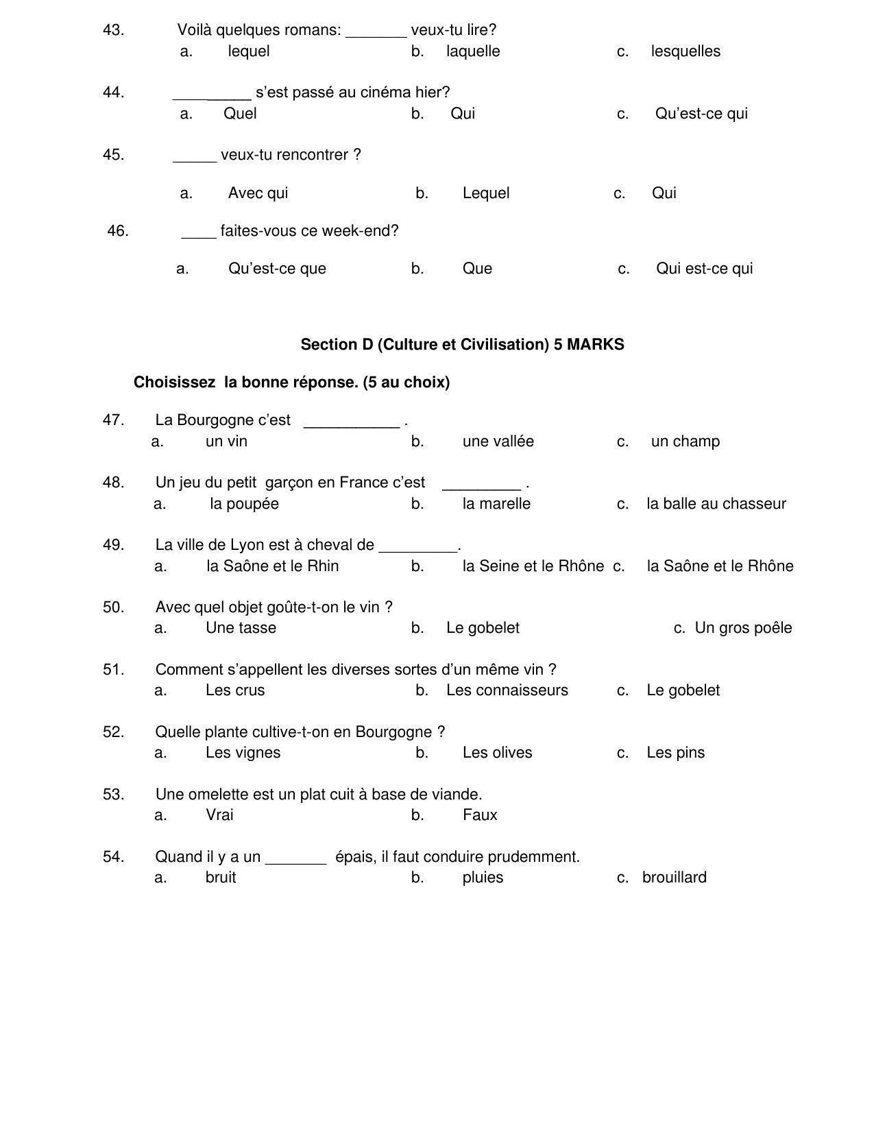 CBSE Class 12th French Sample Question Paper 2021-22 - Page 5