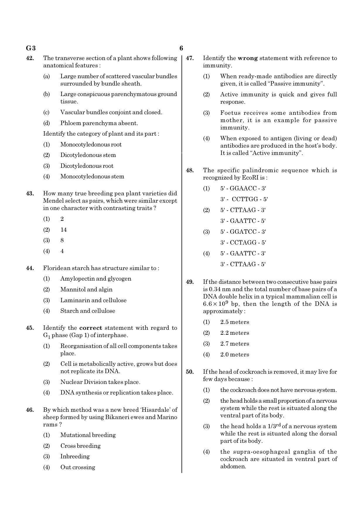 NEET G3 2020 Question Paper - Page 6