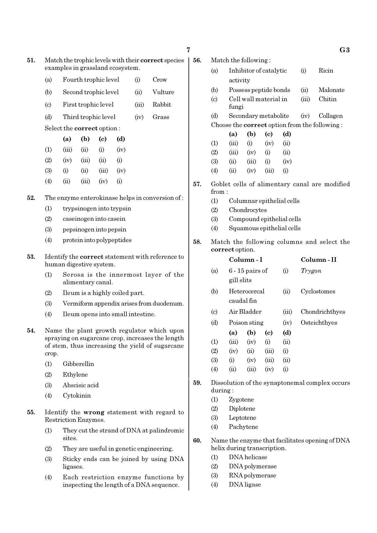 NEET G3 2020 Question Paper - Page 7