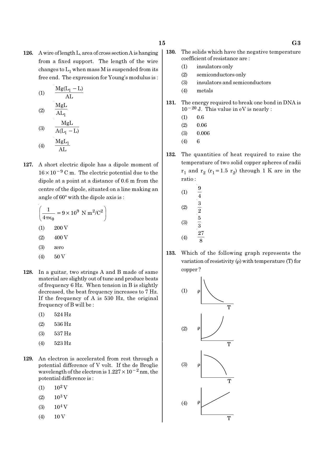 NEET G3 2020 Question Paper - Page 15
