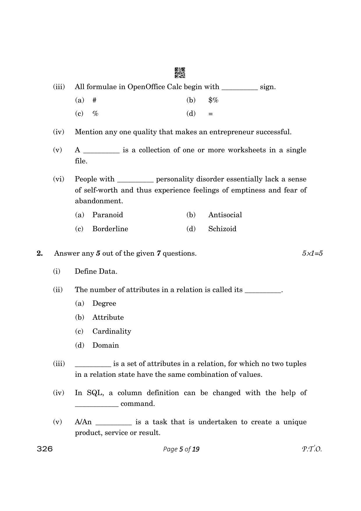 CBSE Class 12 Information Technology (Compartment) 2023 Question Paper - Page 5