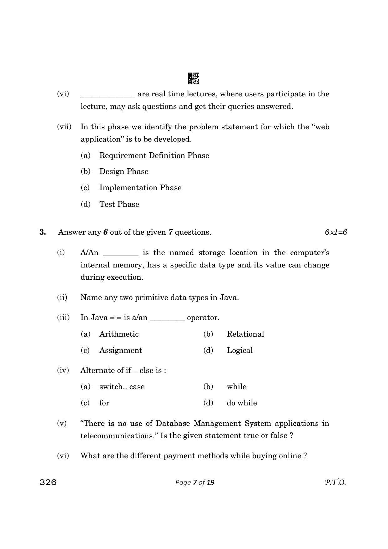 CBSE Class 12 Information Technology (Compartment) 2023 Question Paper - Page 7
