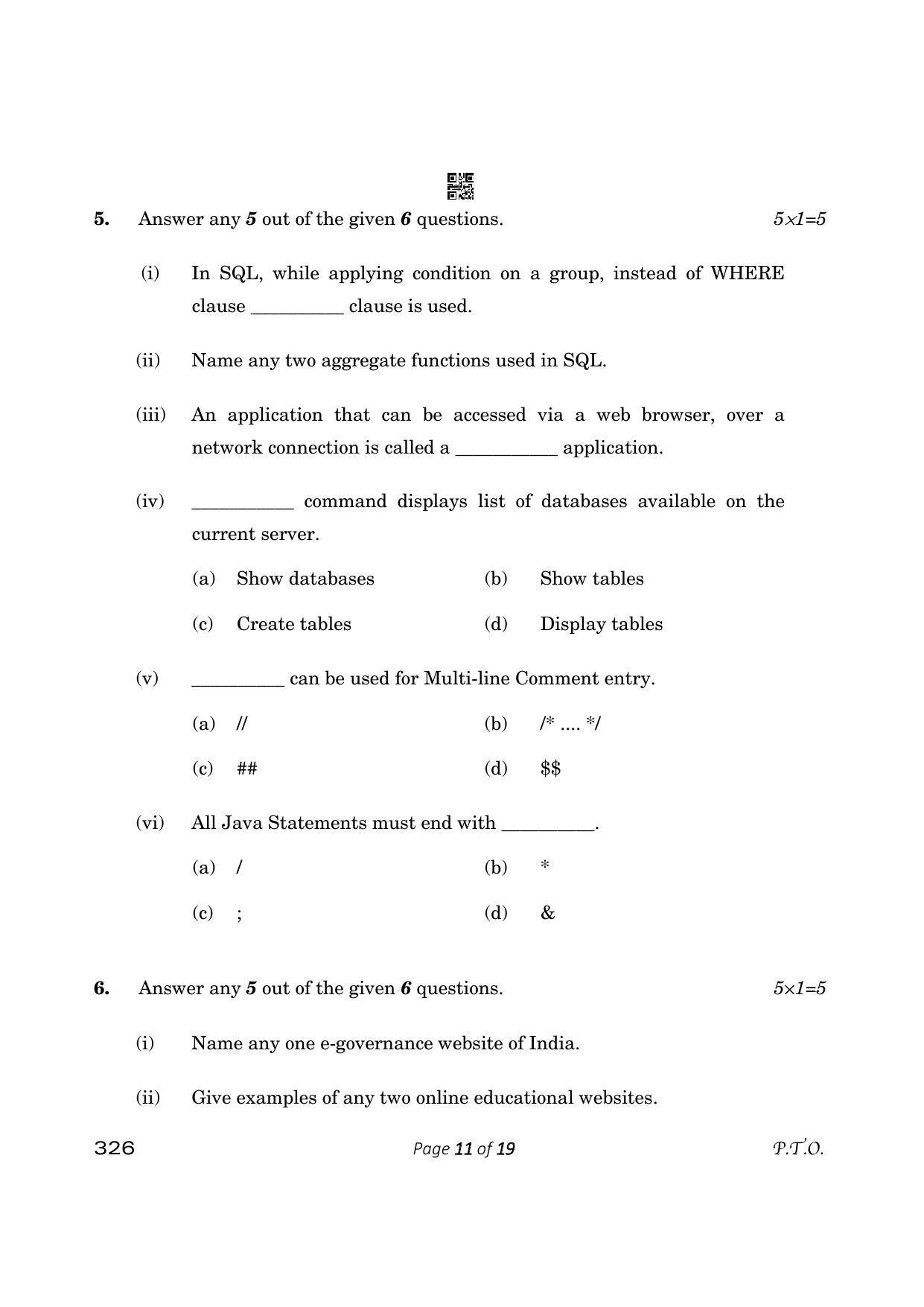 CBSE Class 12 Information Technology (Compartment) 2023 Question Paper - Page 11