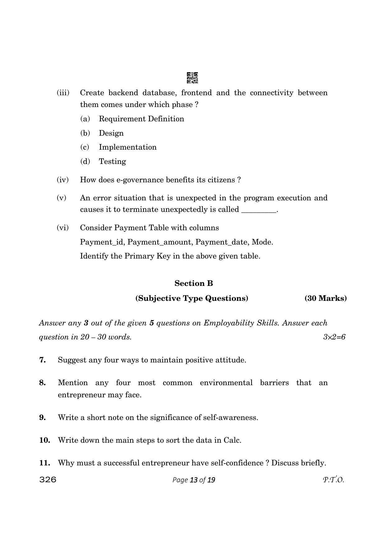 CBSE Class 12 Information Technology (Compartment) 2023 Question Paper - Page 13