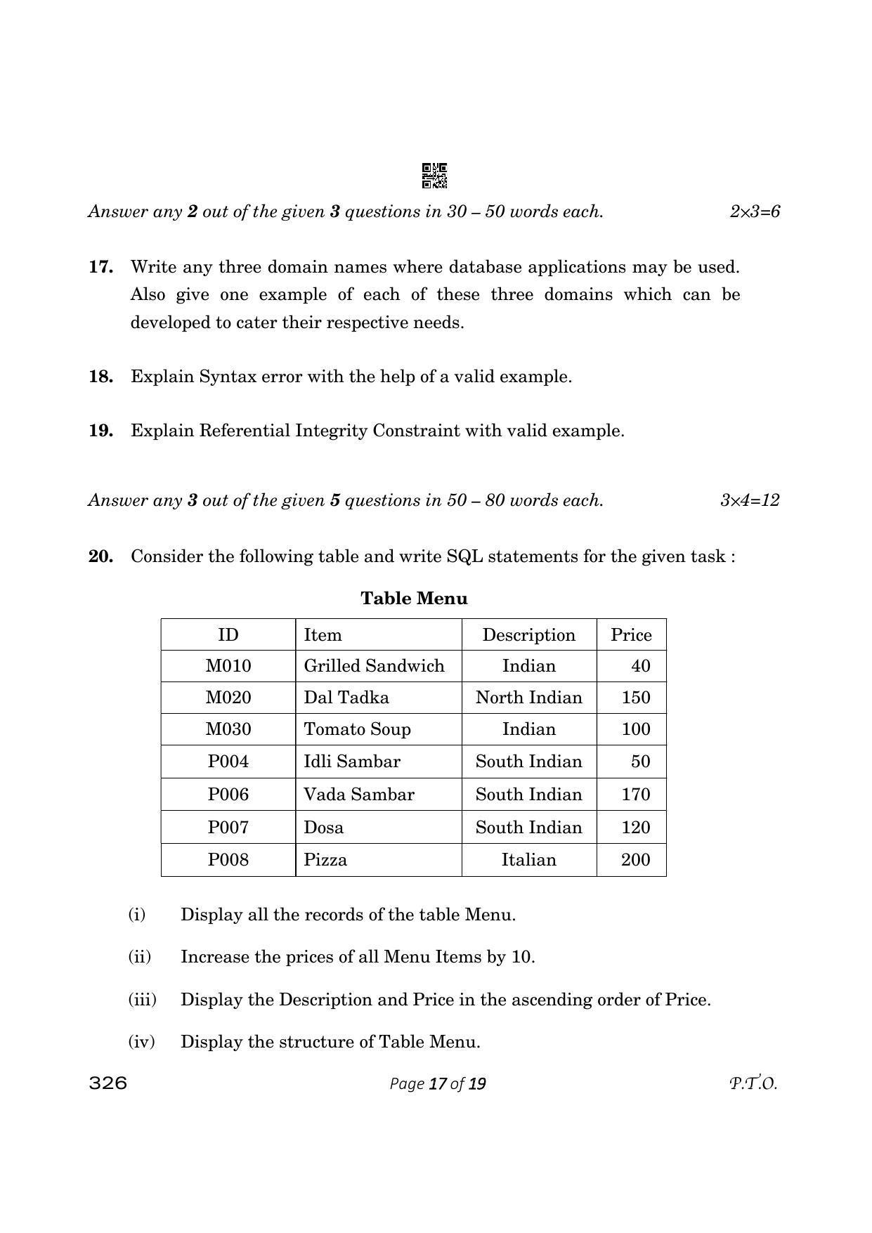 CBSE Class 12 Information Technology (Compartment) 2023 Question Paper - Page 17