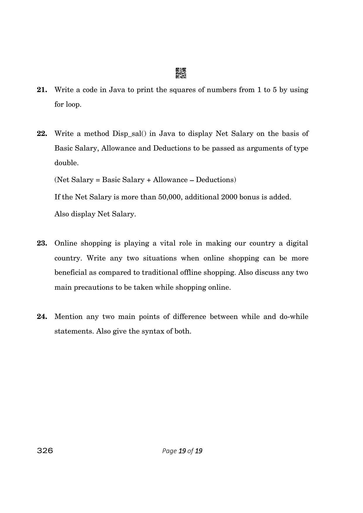 CBSE Class 12 Information Technology (Compartment) 2023 Question Paper - Page 19