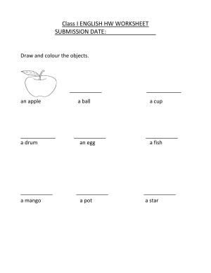 Worksheet for Class 1 English Assignment 68 Draw Objects