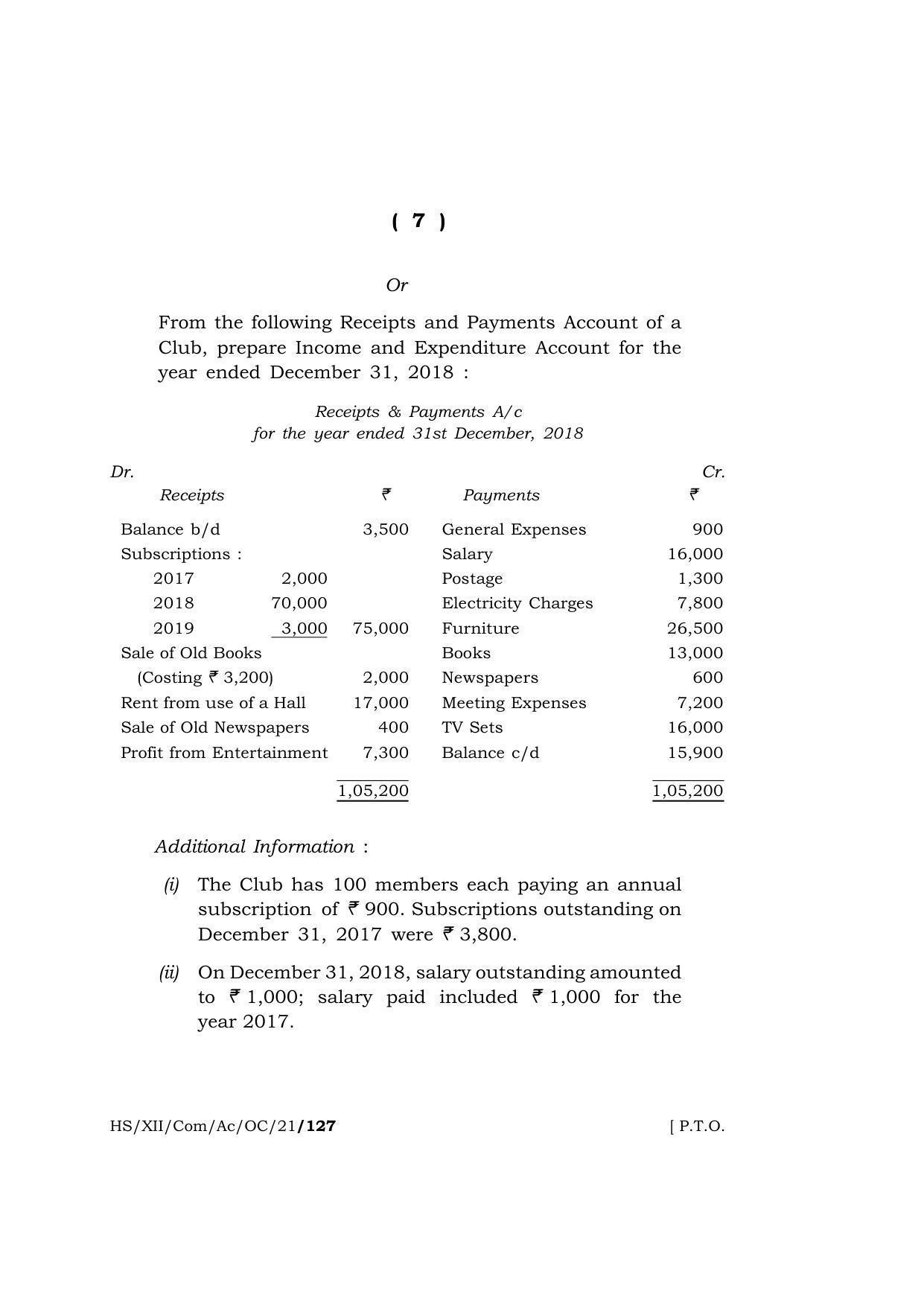 Meghalaya Board (MBOSE) Class 12 ACCOUNTANCY (Old Course) (HS-XII-Com-Ac-OC-21) 2021 Question Paper - Page 7