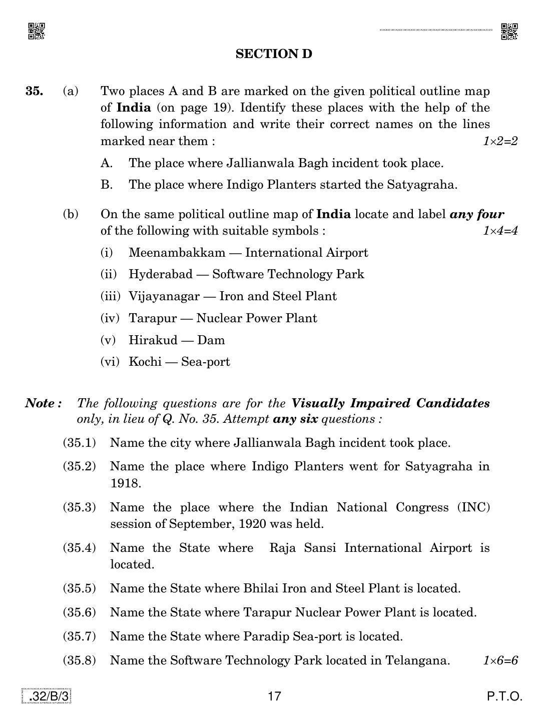 CBSE Class 10 32-C-3 Social Science 2020 Compartment Question Paper - Page 17