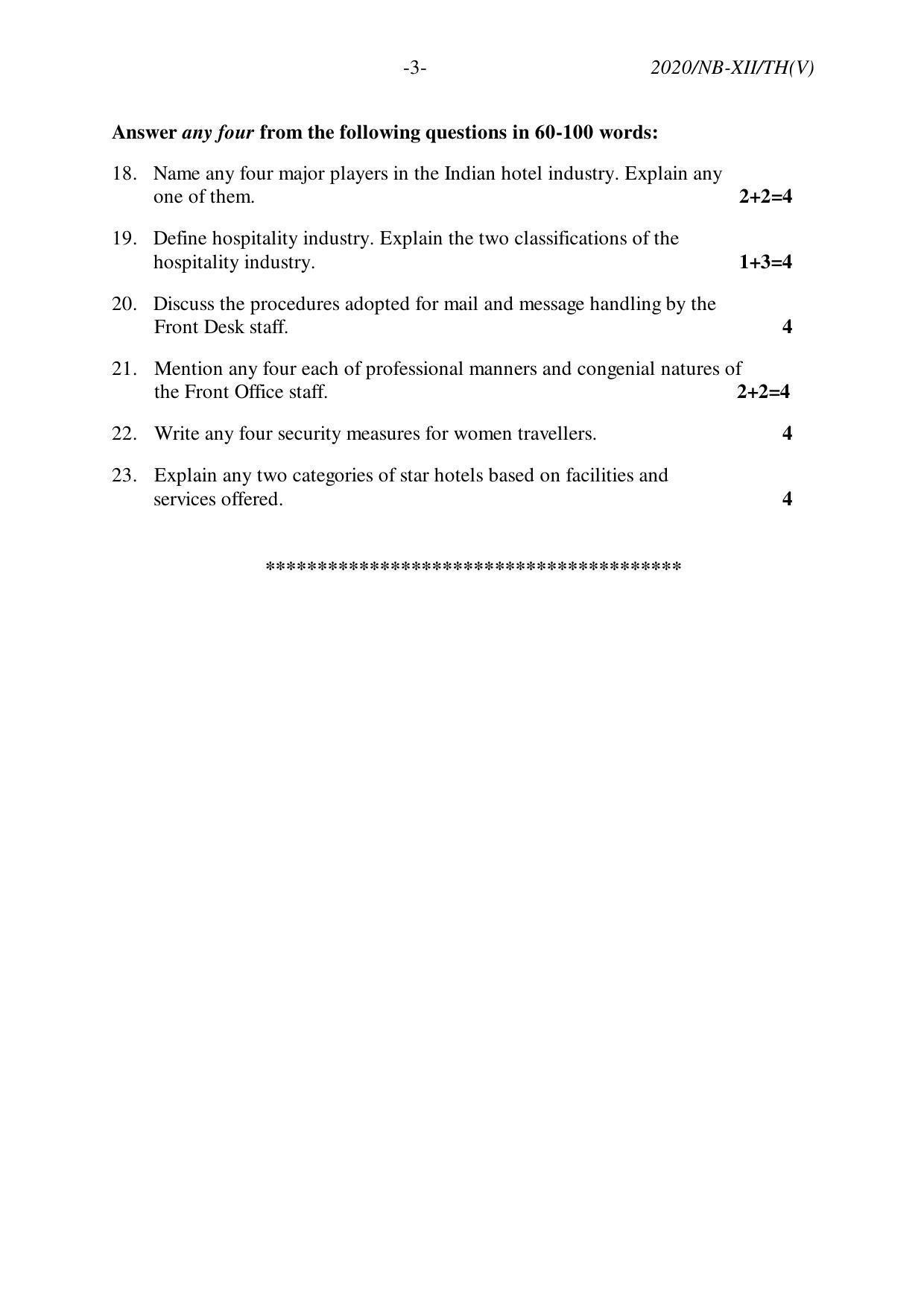 Nagaland Board Class 12 Tourism & Hospitality (Vocational) 2020 Question Papers - Page 3
