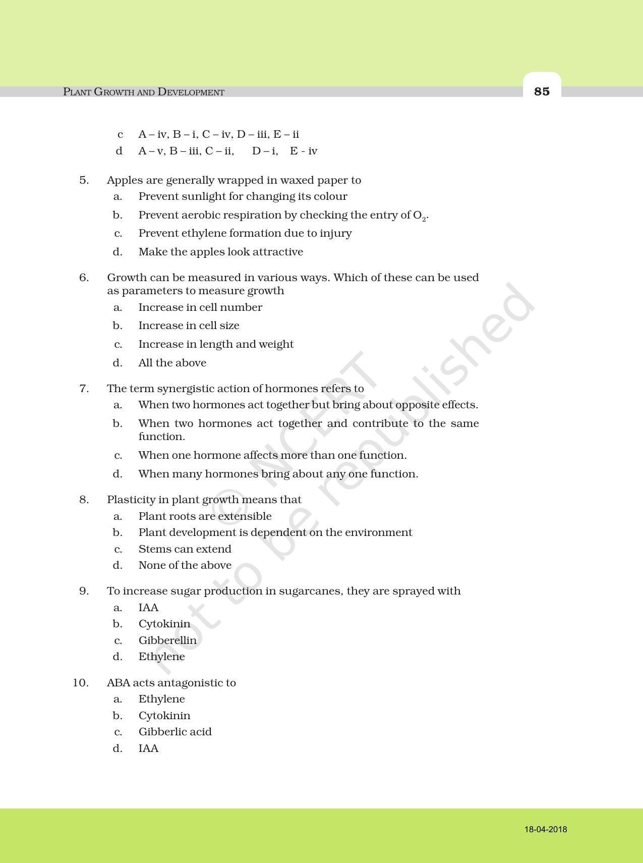 NCERT Exemplar Book for Class 11 Biology: Chapter 15 Plant Growth and Development - Page 2