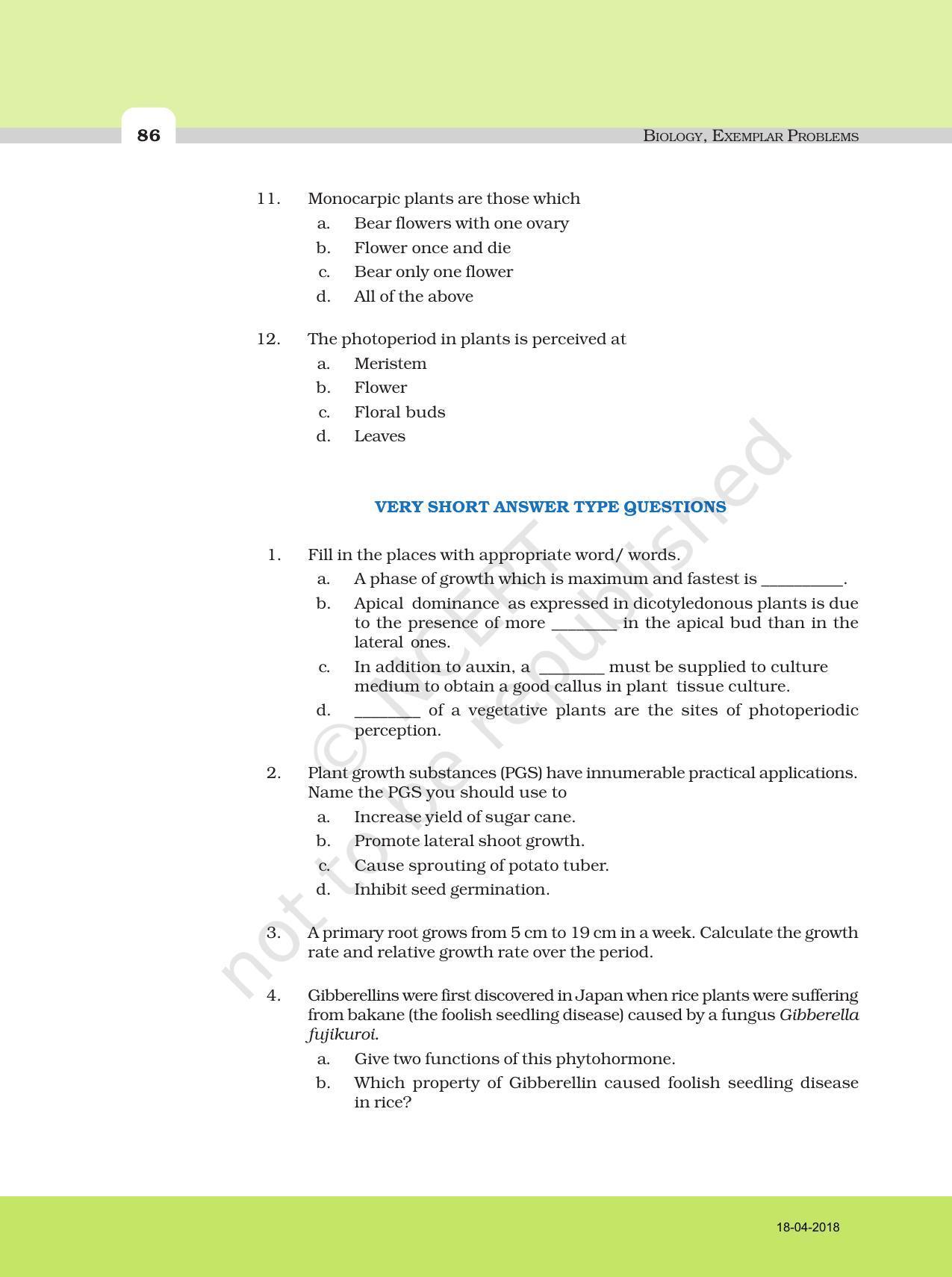 NCERT Exemplar Book for Class 11 Biology: Chapter 15 Plant Growth and Development - Page 3