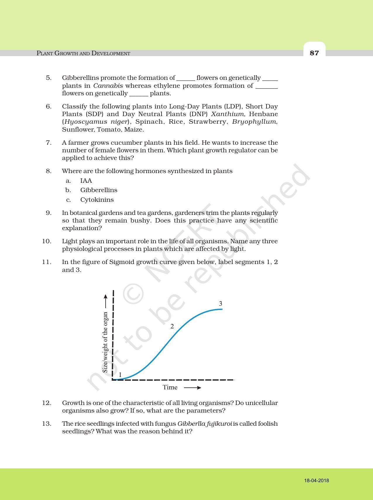 NCERT Exemplar Book for Class 11 Biology: Chapter 15 Plant Growth and Development - Page 4