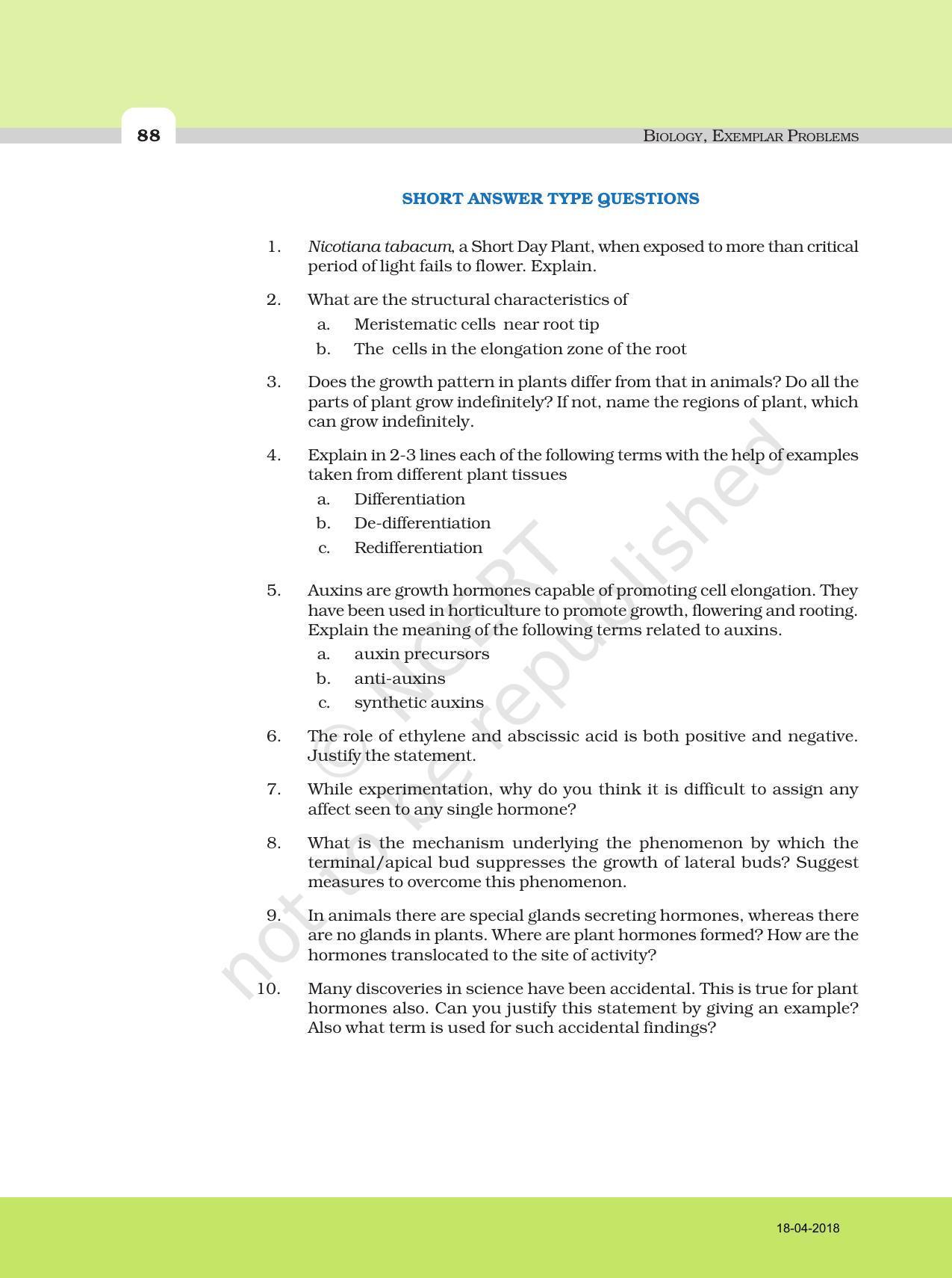 NCERT Exemplar Book for Class 11 Biology: Chapter 15 Plant Growth and Development - Page 5