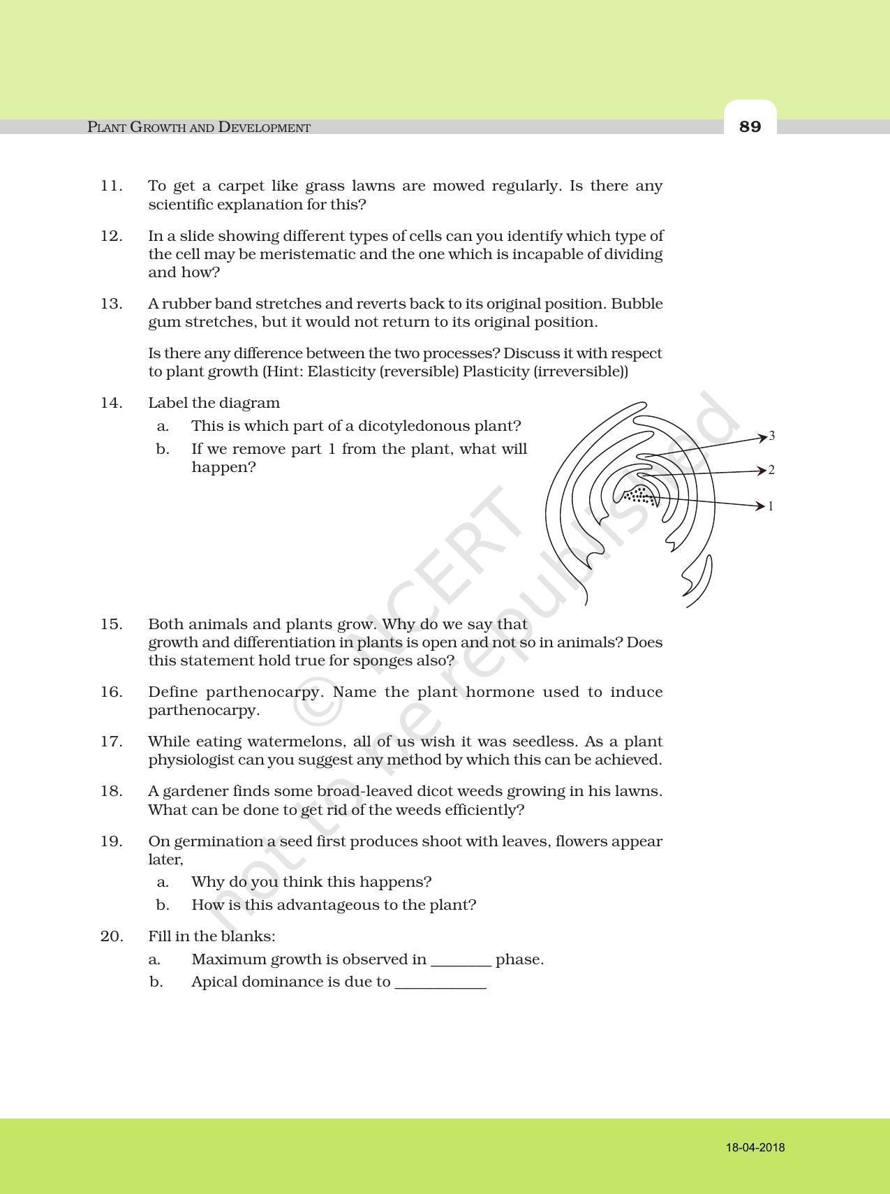NCERT Exemplar Book for Class 11 Biology: Chapter 15 Plant Growth and Development - Page 6