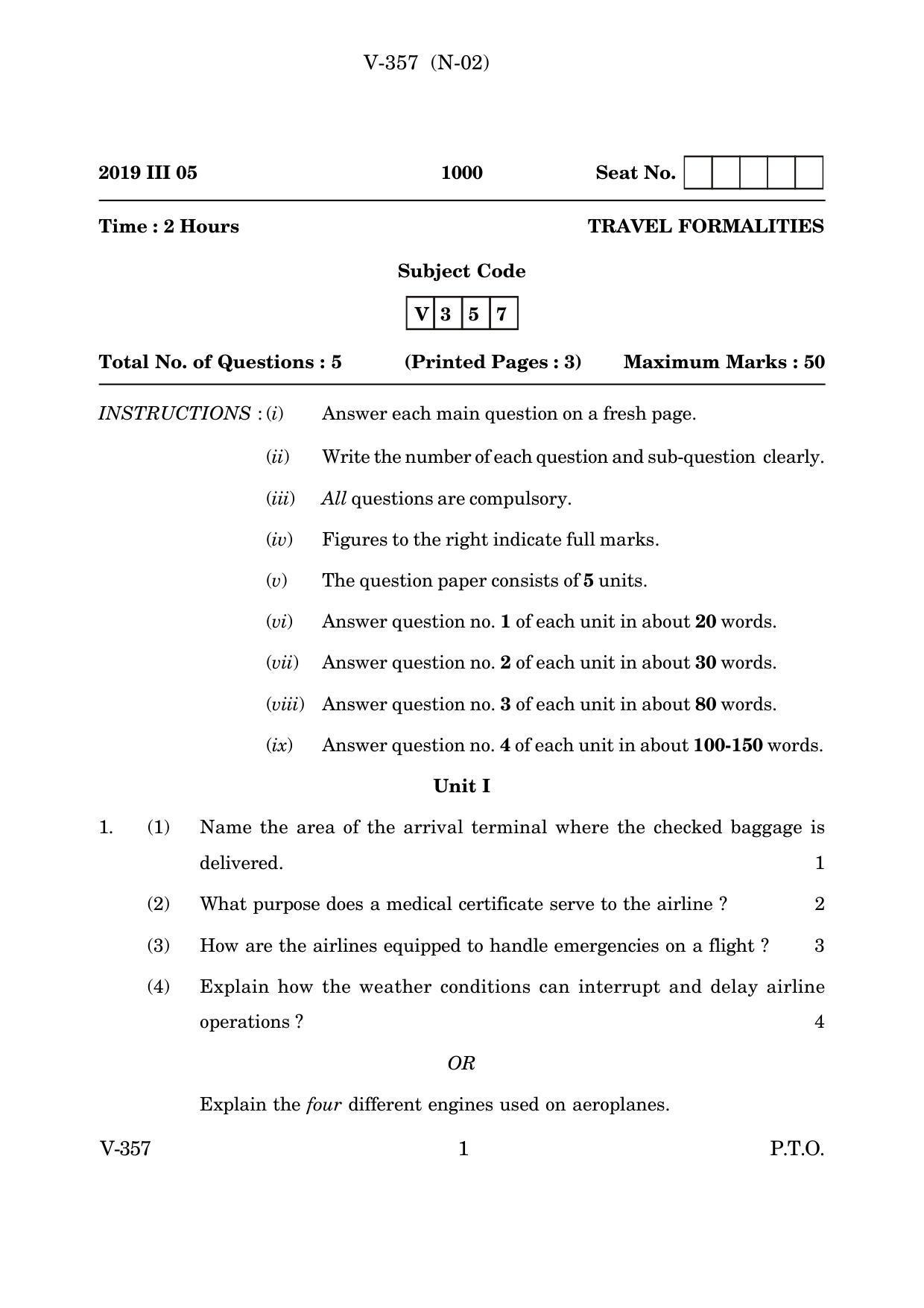 Goa Board Class 12 Web Technology (March 2019) Question Paper - Page 1