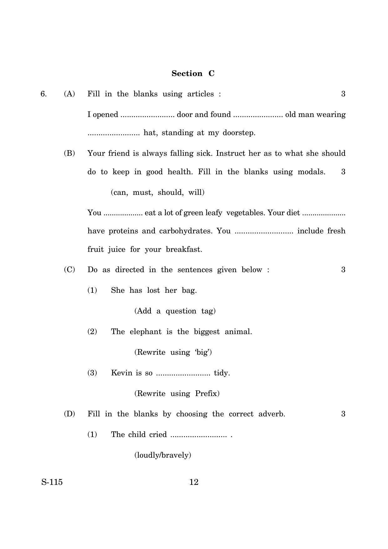 Goa Board Class 10 Functional English Fl Cwsn  (March 2019) Question Paper - Page 12