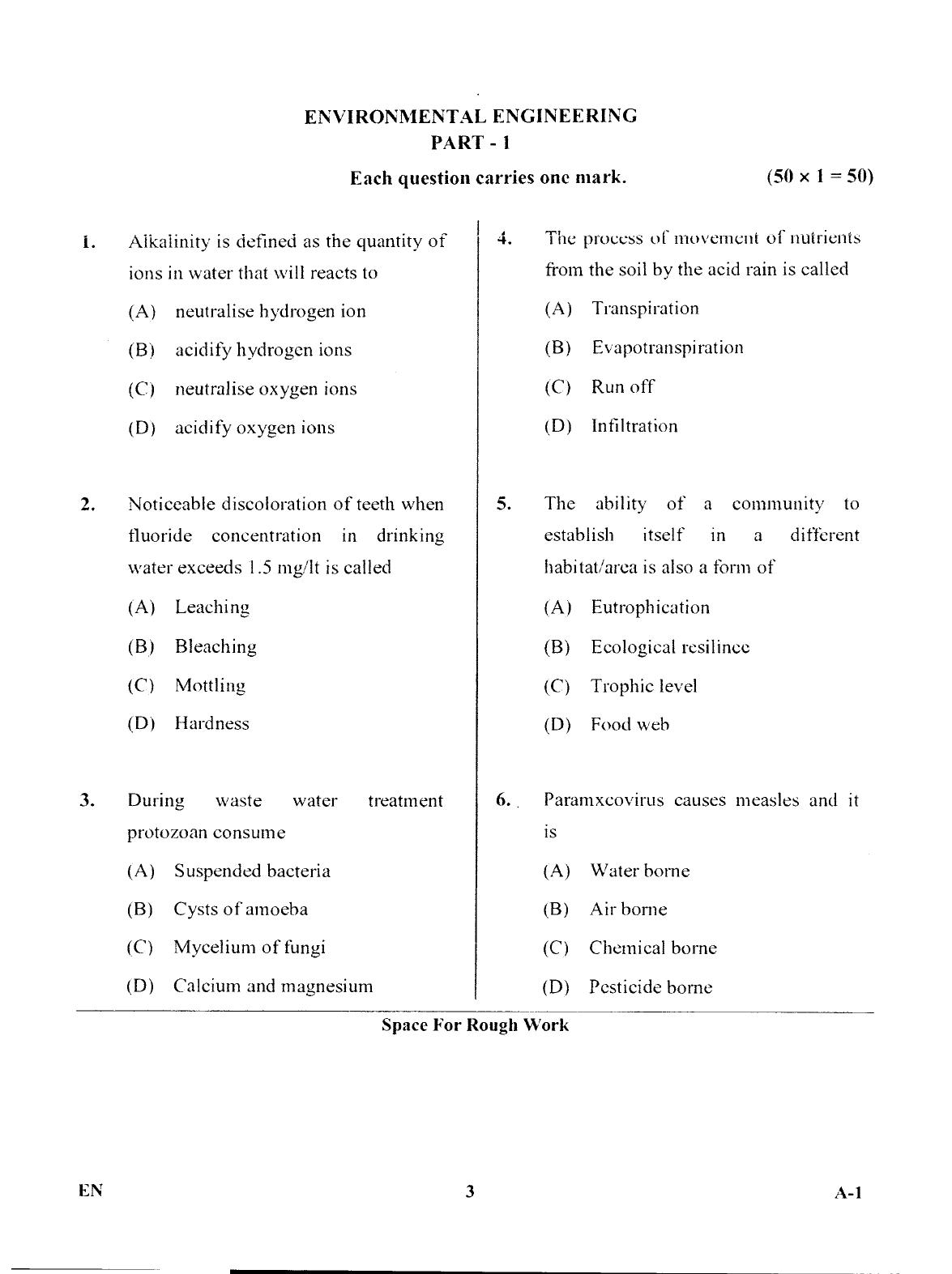 Karnataka PGCET 2017 Environmental Engineering Question Paper - Page 2