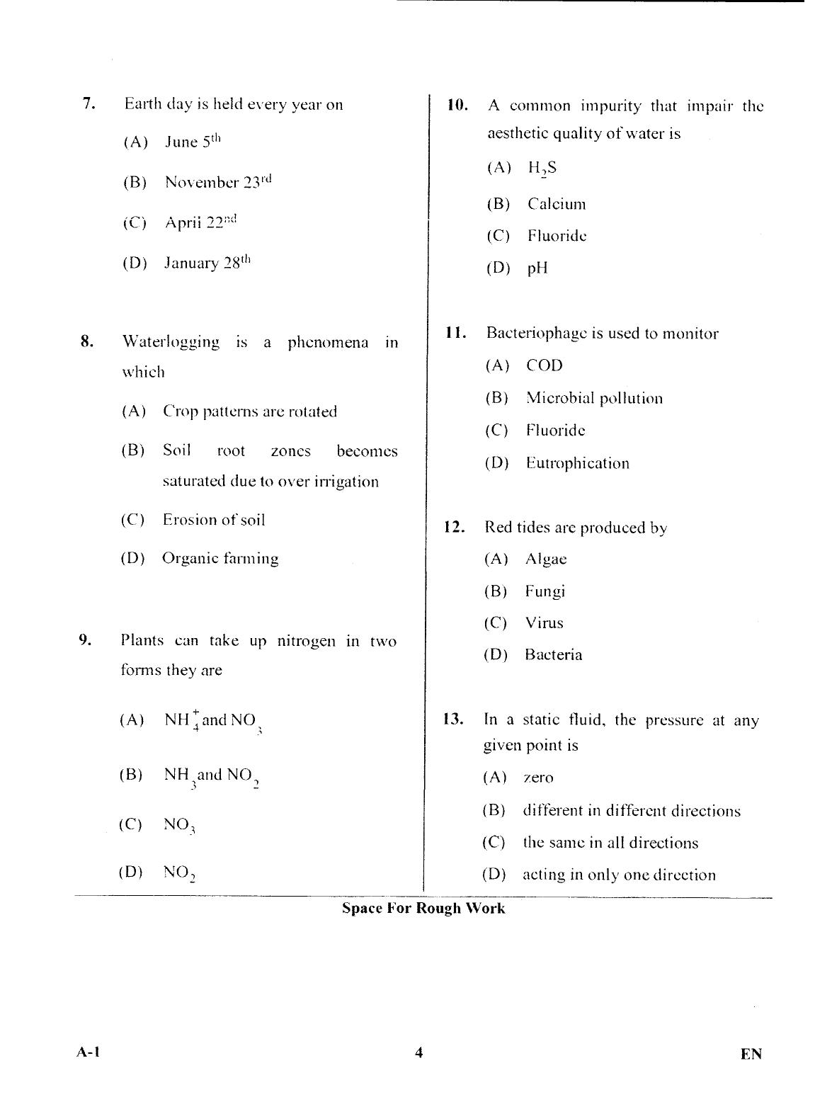 Karnataka PGCET 2017 Environmental Engineering Question Paper - Page 3