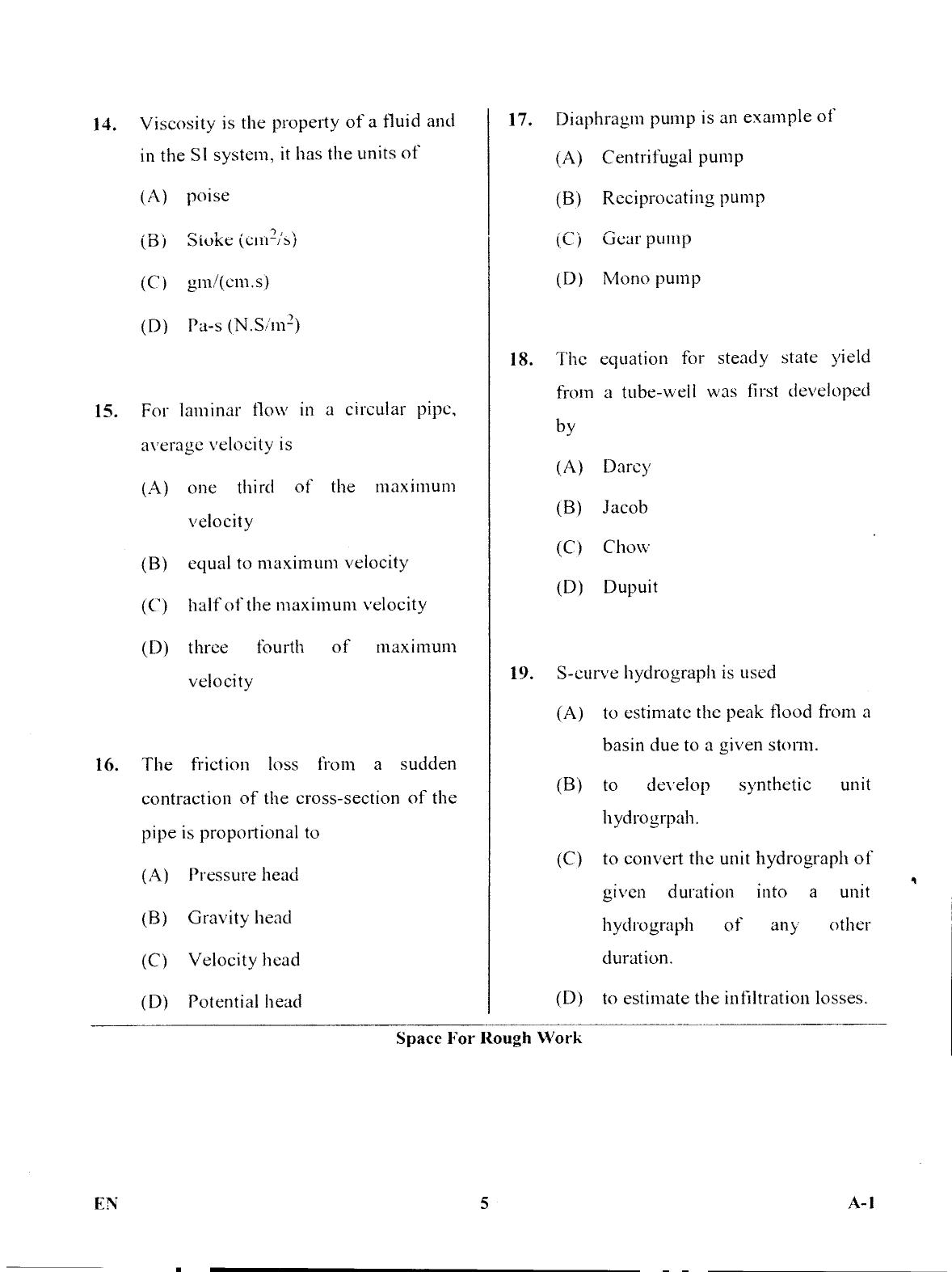 Karnataka PGCET 2017 Environmental Engineering Question Paper - Page 4