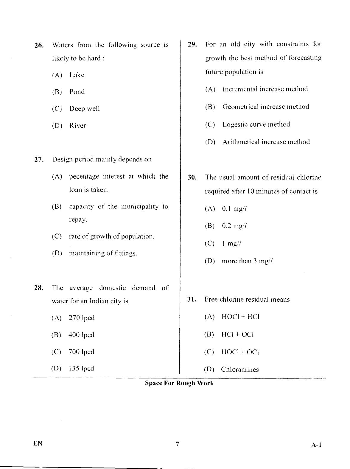 Karnataka PGCET 2017 Environmental Engineering Question Paper - Page 6